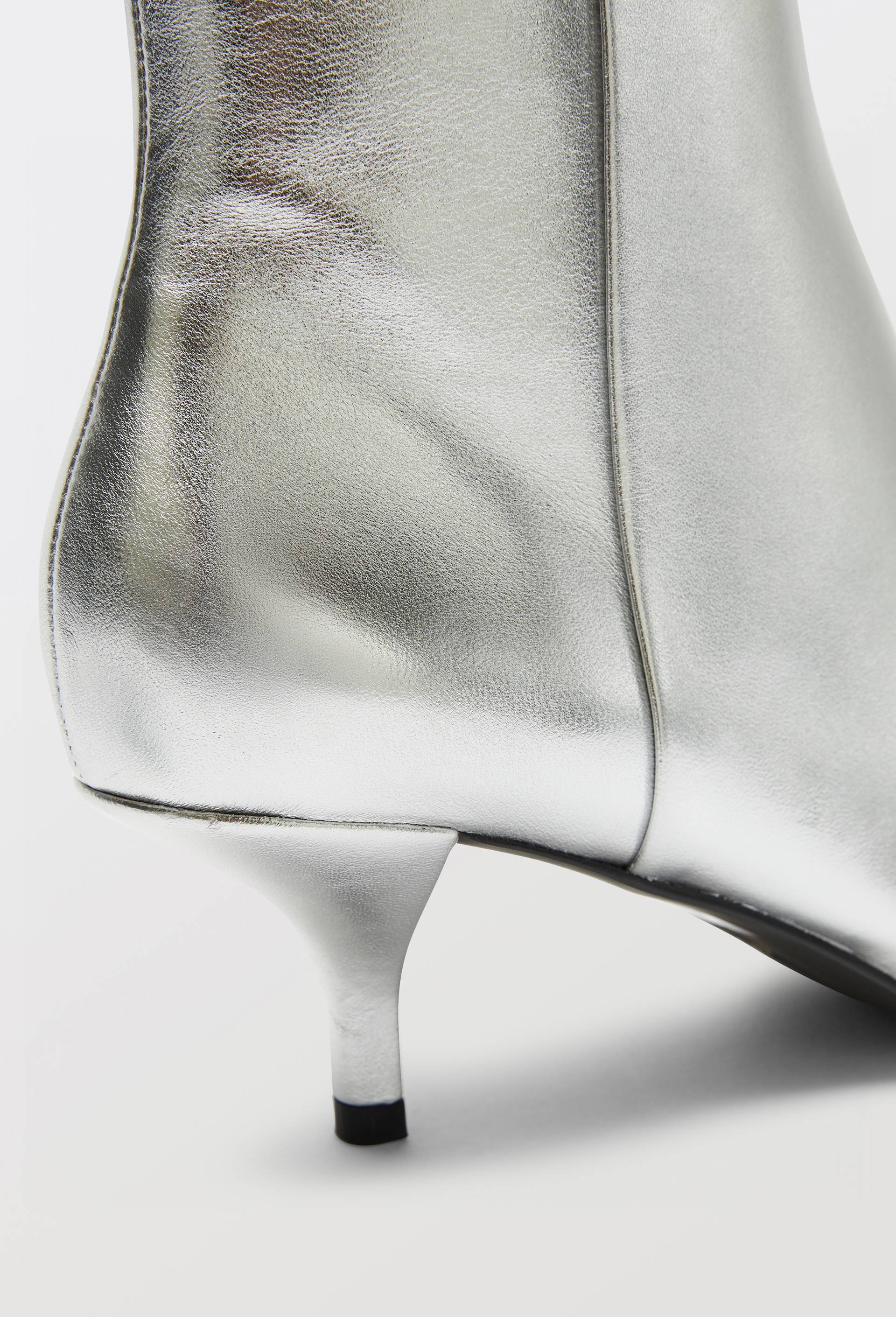 Bottines &agrave; talon en cuir, Argent, large image number 2