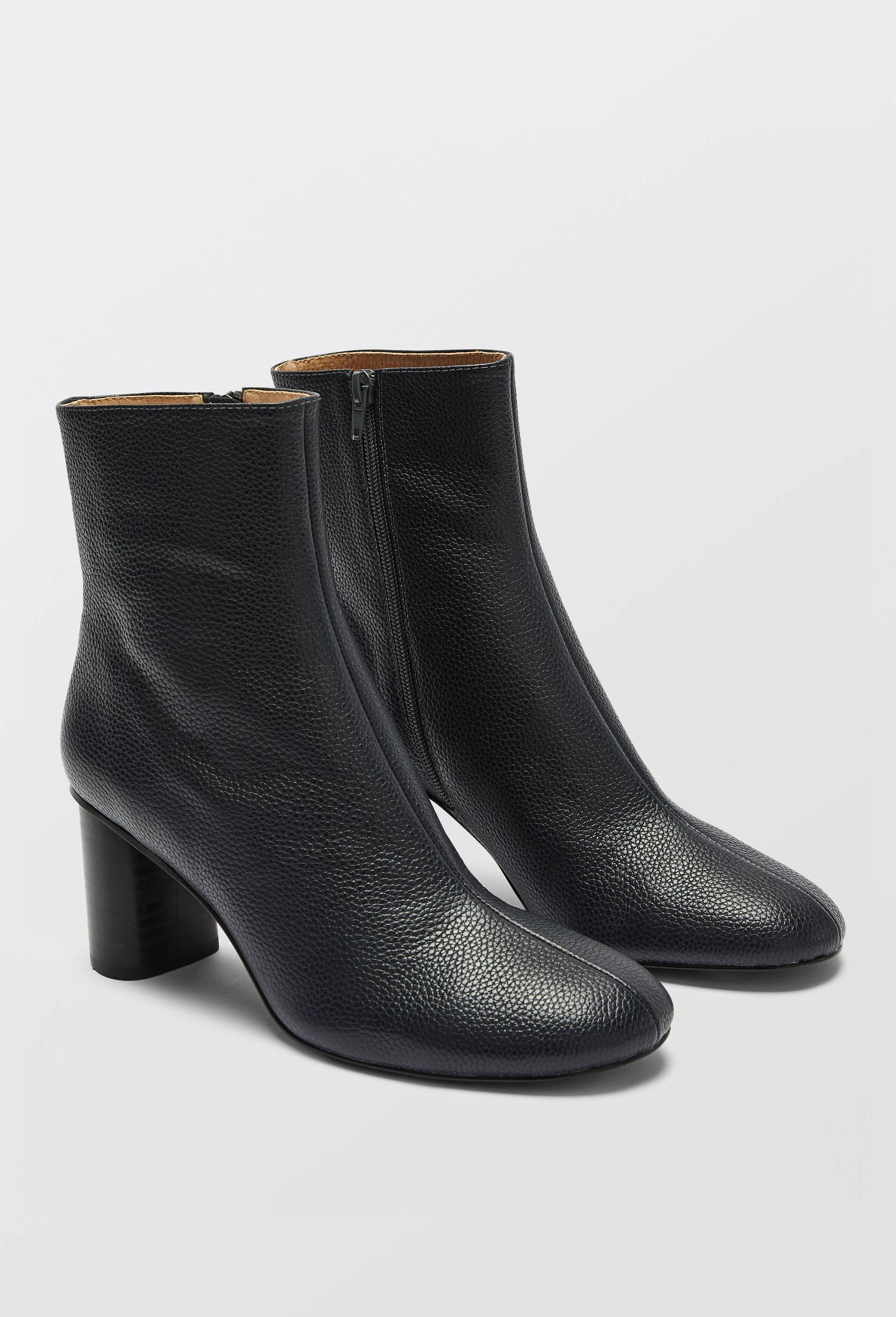 Bottines &agrave; talon en cuir, Gris fonc&eacute;, large image number 0
