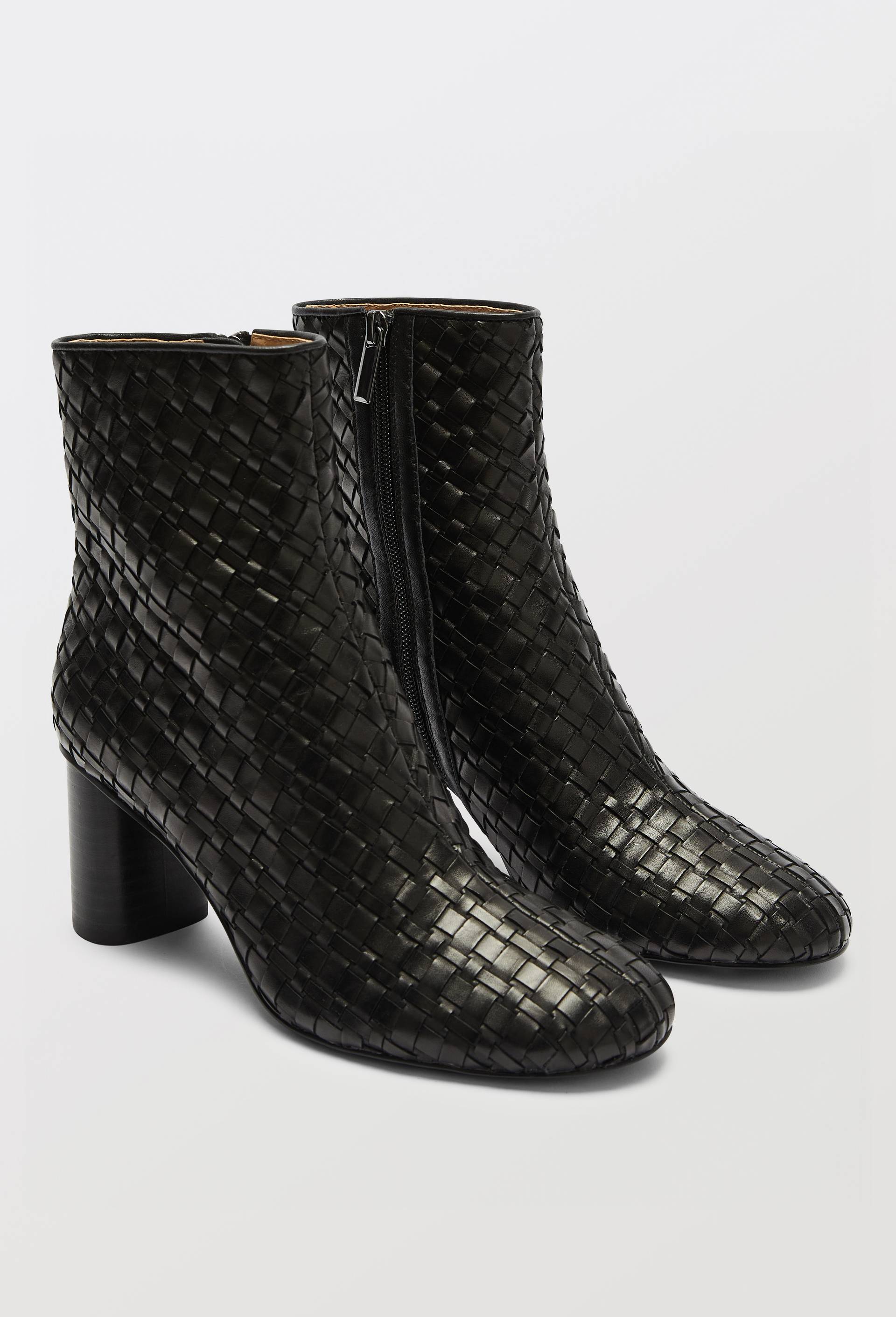 Bottines &agrave; talon en cuir, Noir, large image number 0.0