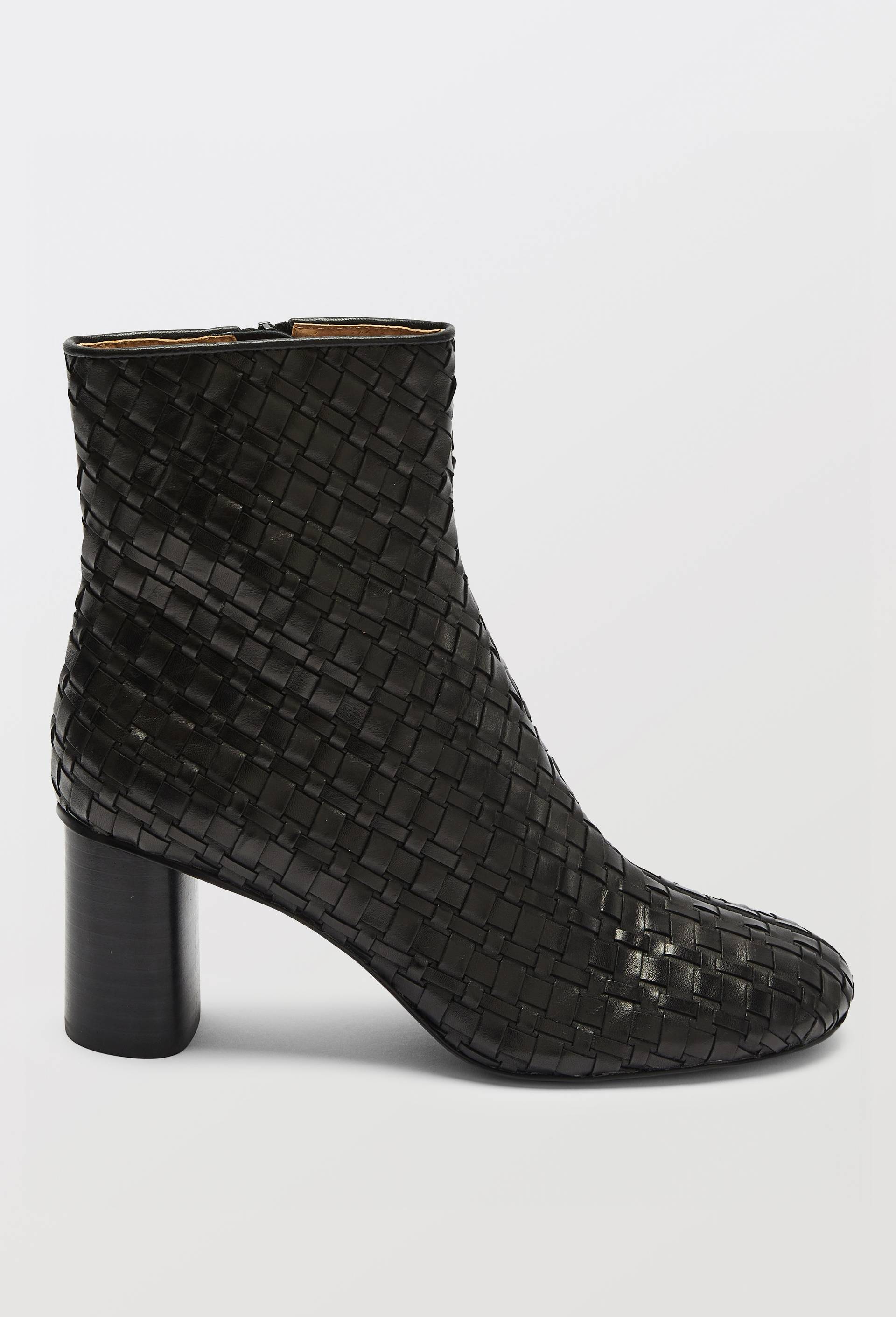 Bottines &agrave; talon en cuir, Noir, large image number 1