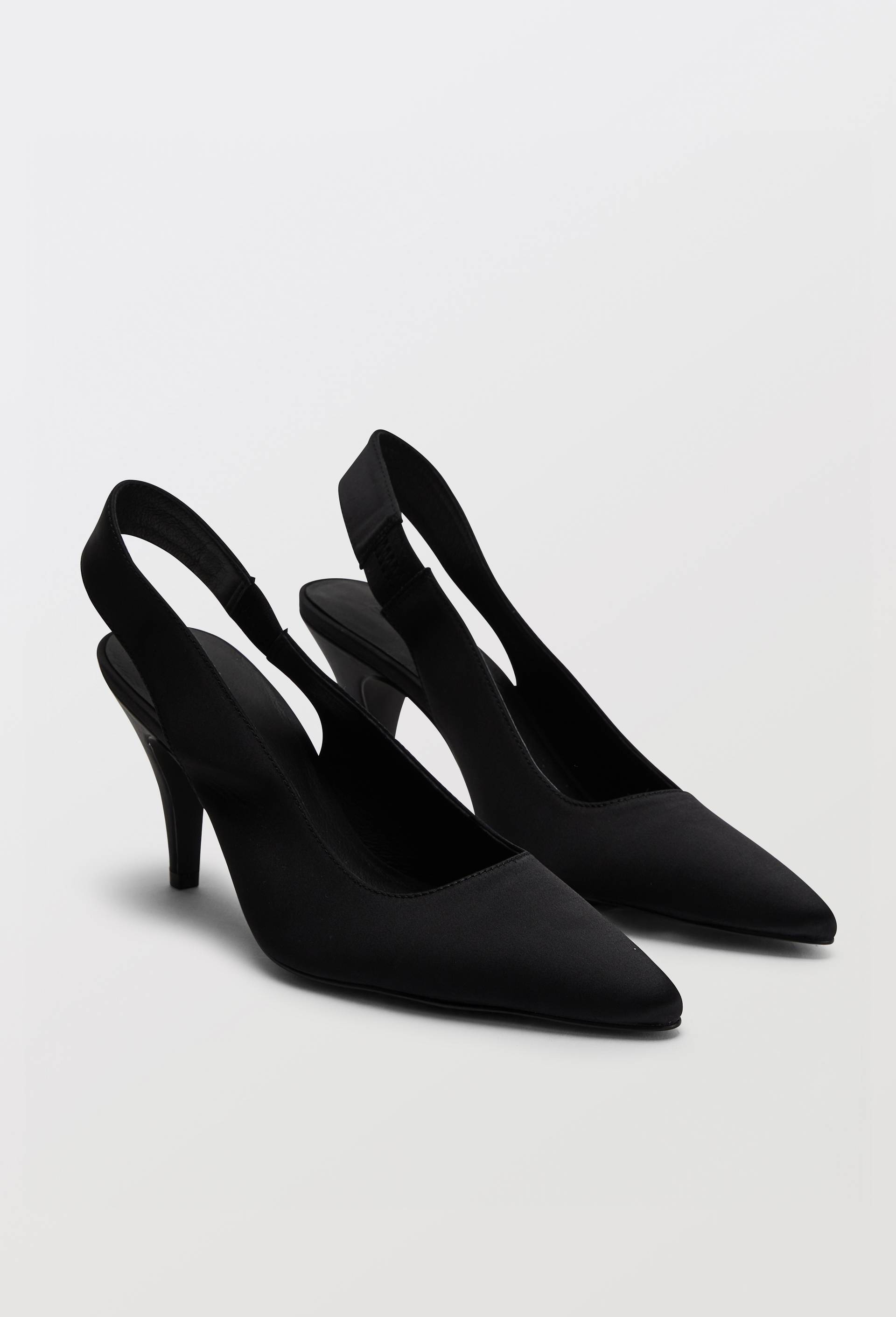 Slingback en satin, Noir, large image number 0