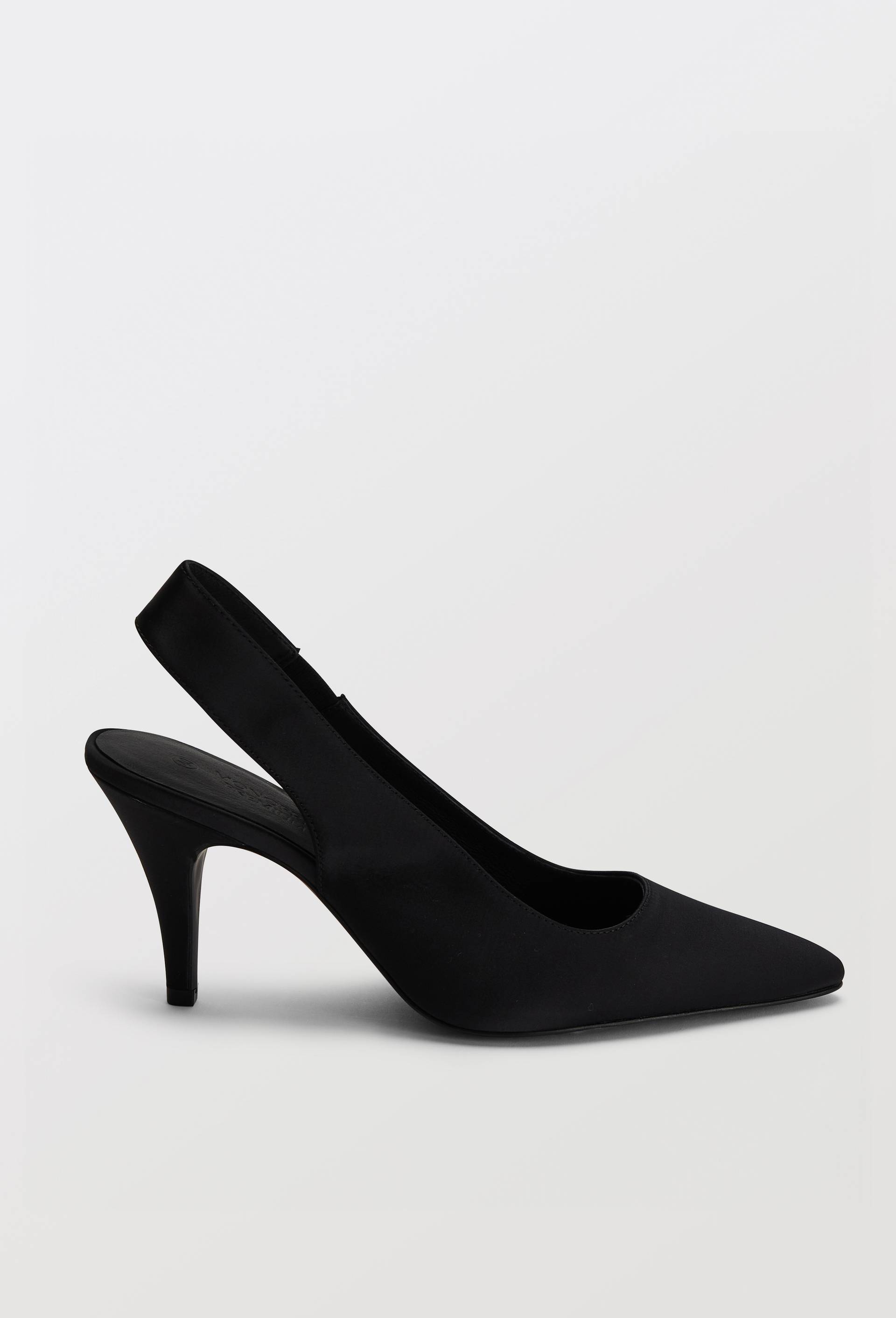 Slingback en satin, Noir, large image number 1
