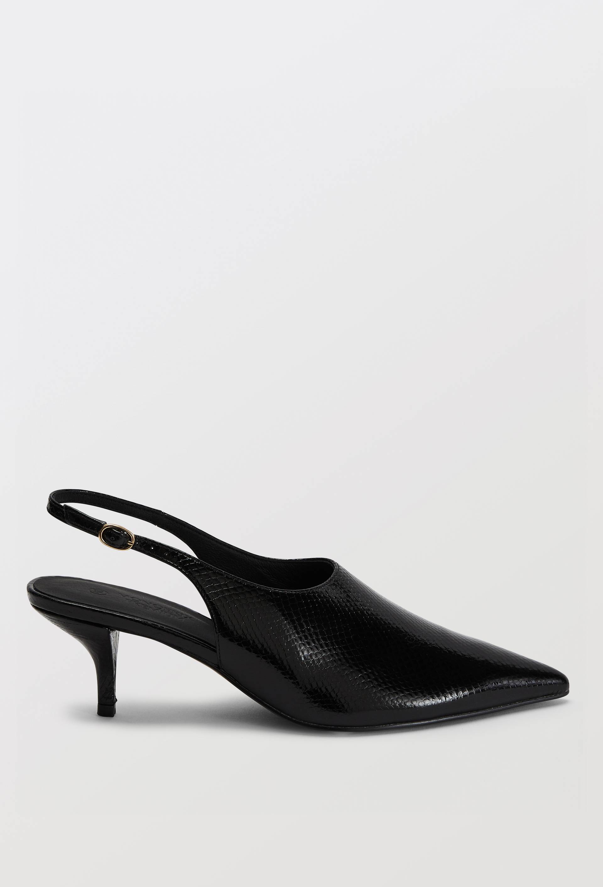 Slingback en cuir imitation python, Noir, large image number 1