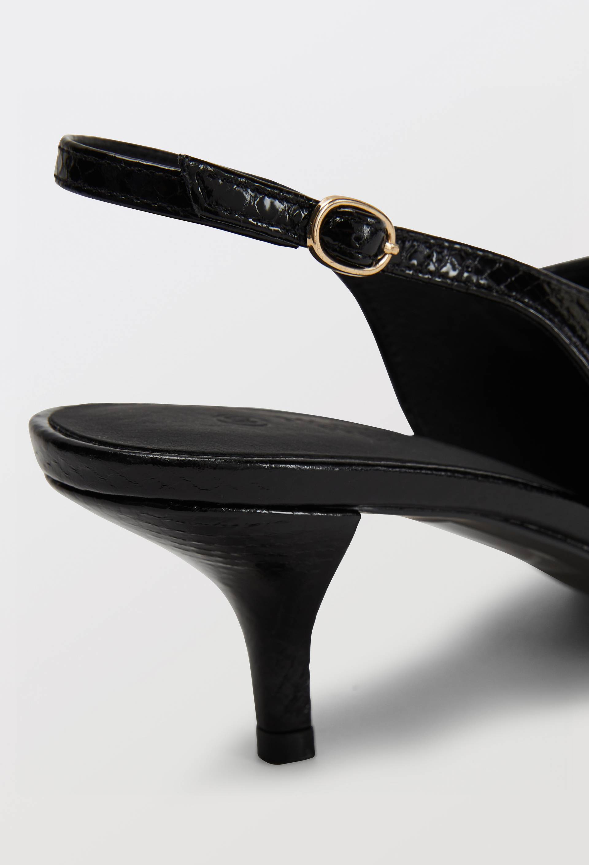 Slingback en cuir imitation python, Noir, large image number 2