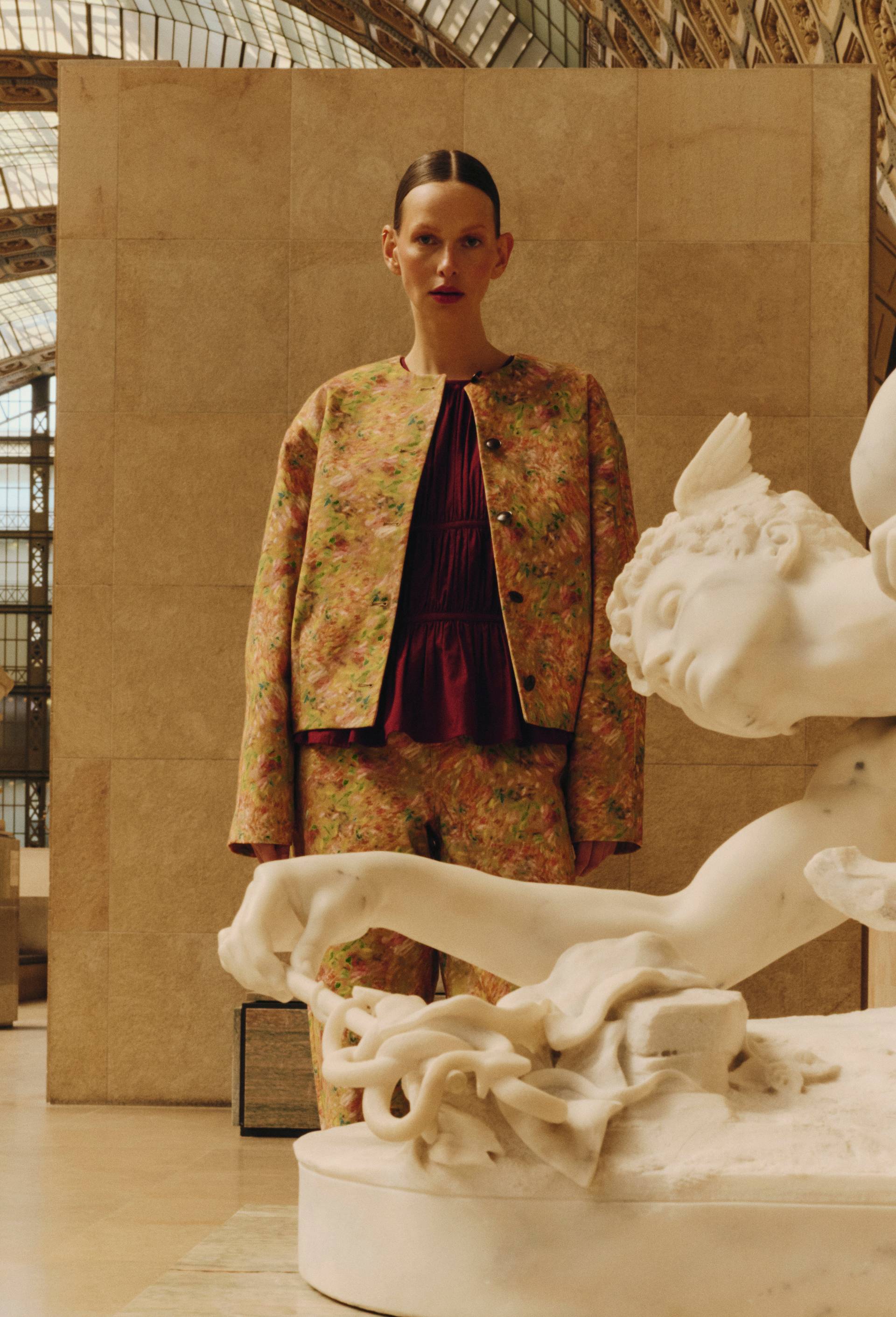 Blouson en denim &agrave; motif floral, OEKOTEX - MUS&Eacute;E D'ORSAY x MONOPRIX, Rose, large image number 0.0