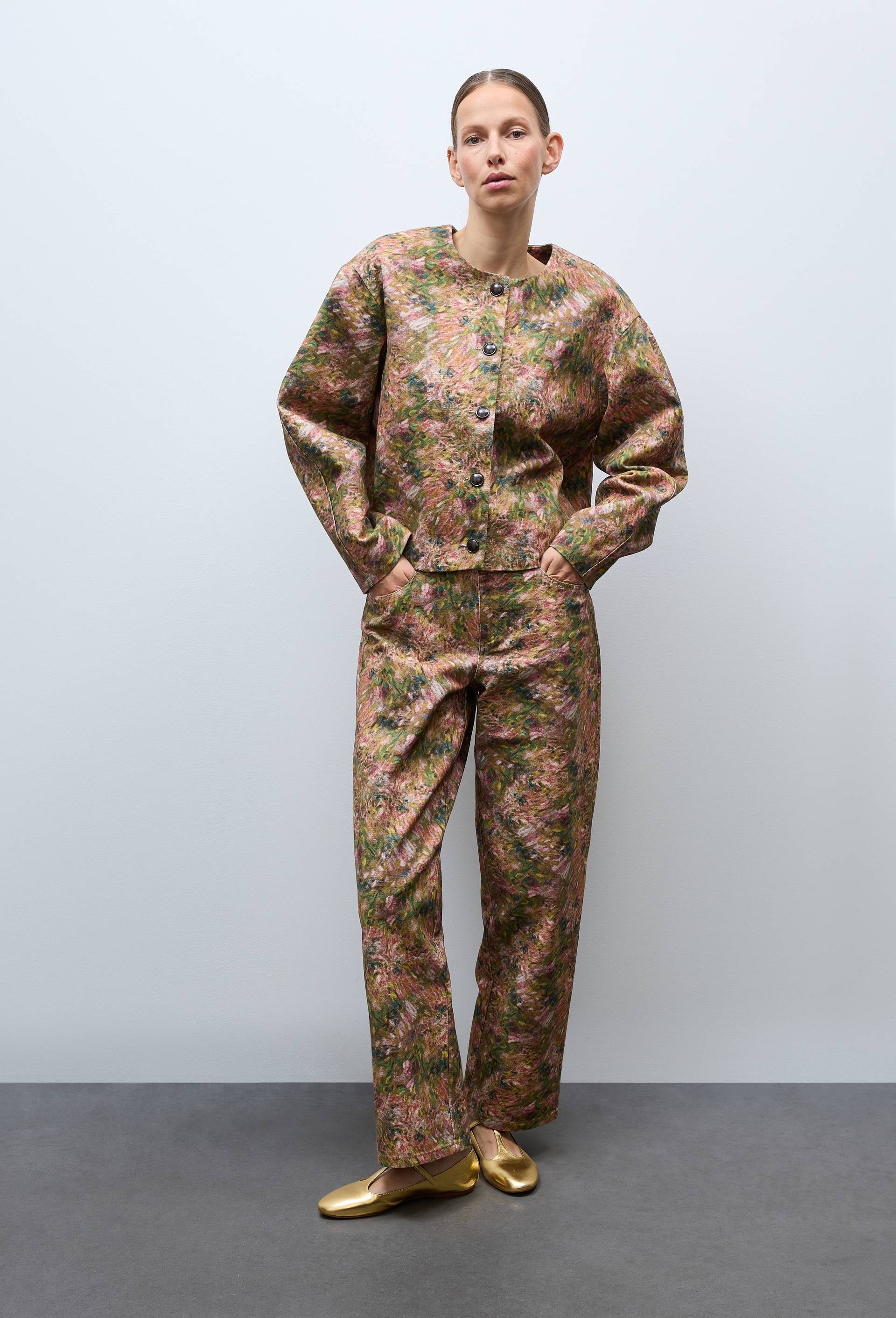 Jean en denim &agrave; motif floral, OEKOTEX - MUS&Eacute;E D'ORSAY x MONOPRIX, Rose, large image number 2.0