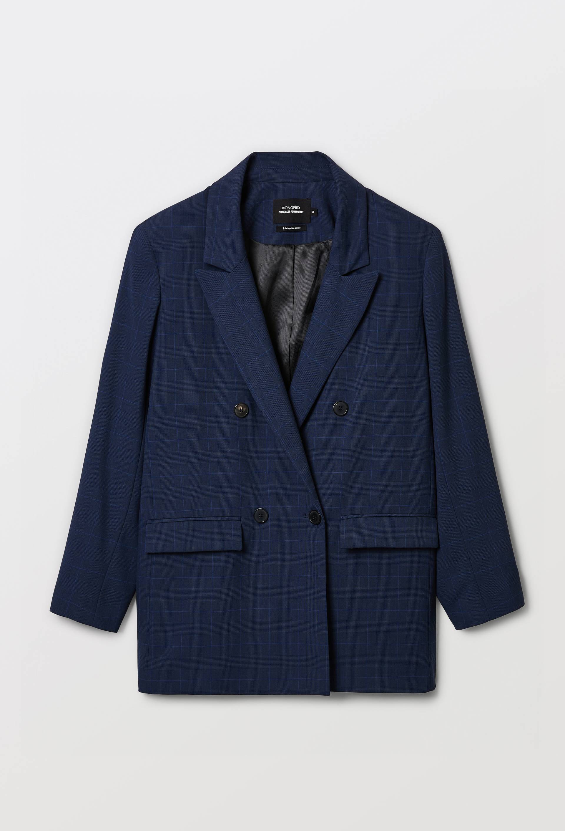 Veste blazer &agrave; carreaux, Bleu fonc&eacute;, large image number 2