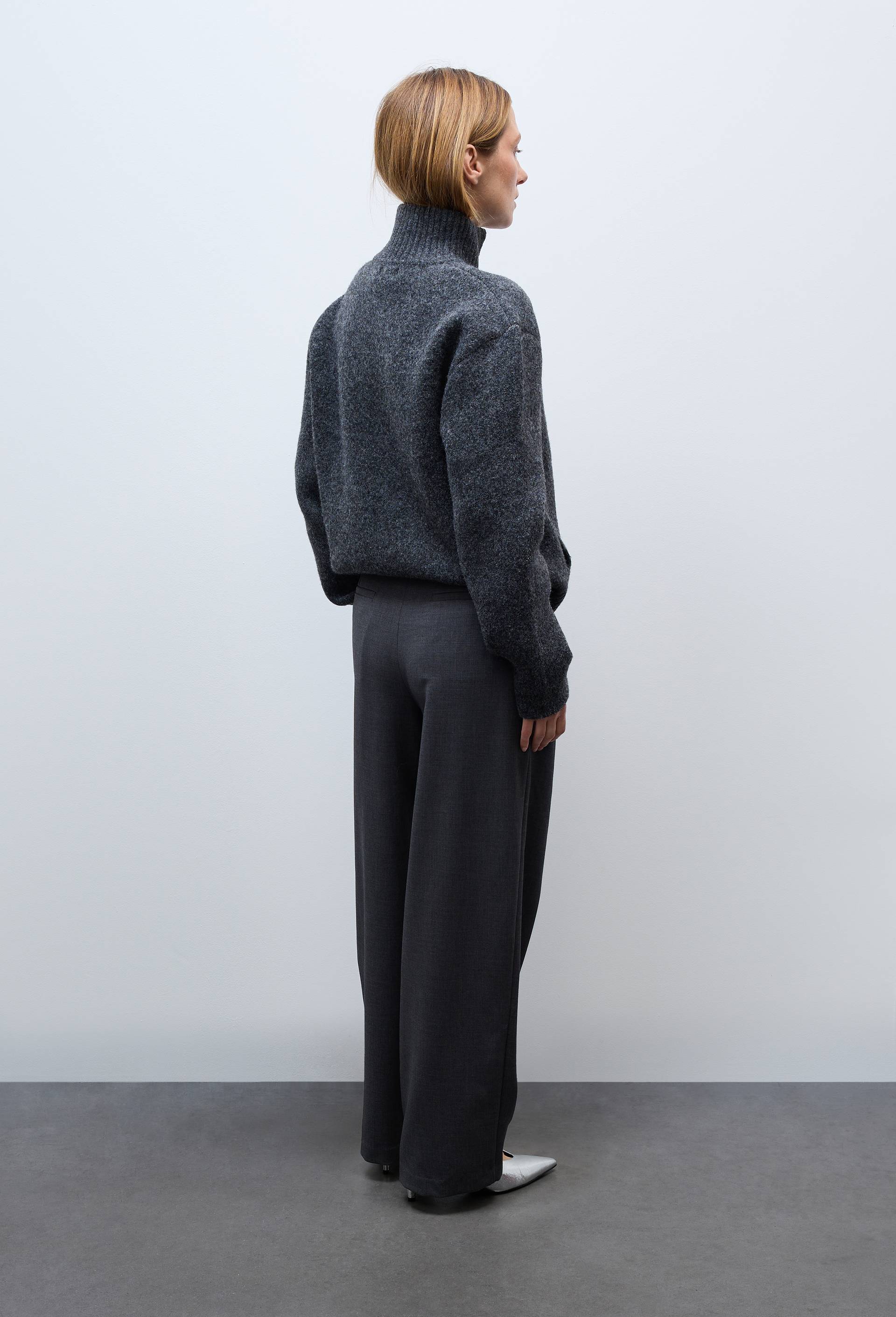 Pantalon large fluide uni, Gris, large image number 1.0