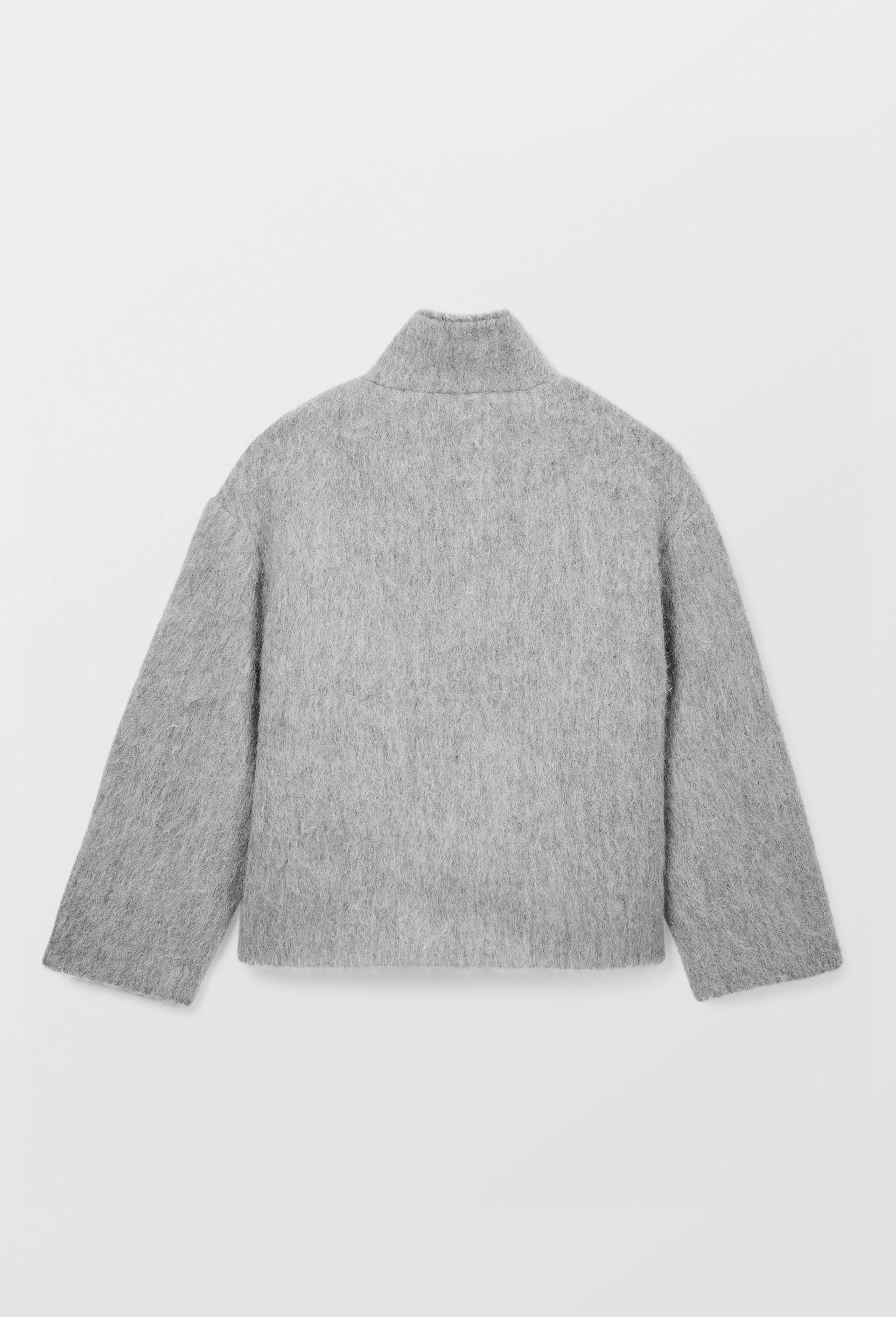 Manteau court col &agrave; montant contenant de la laine, Gris, large image number 4