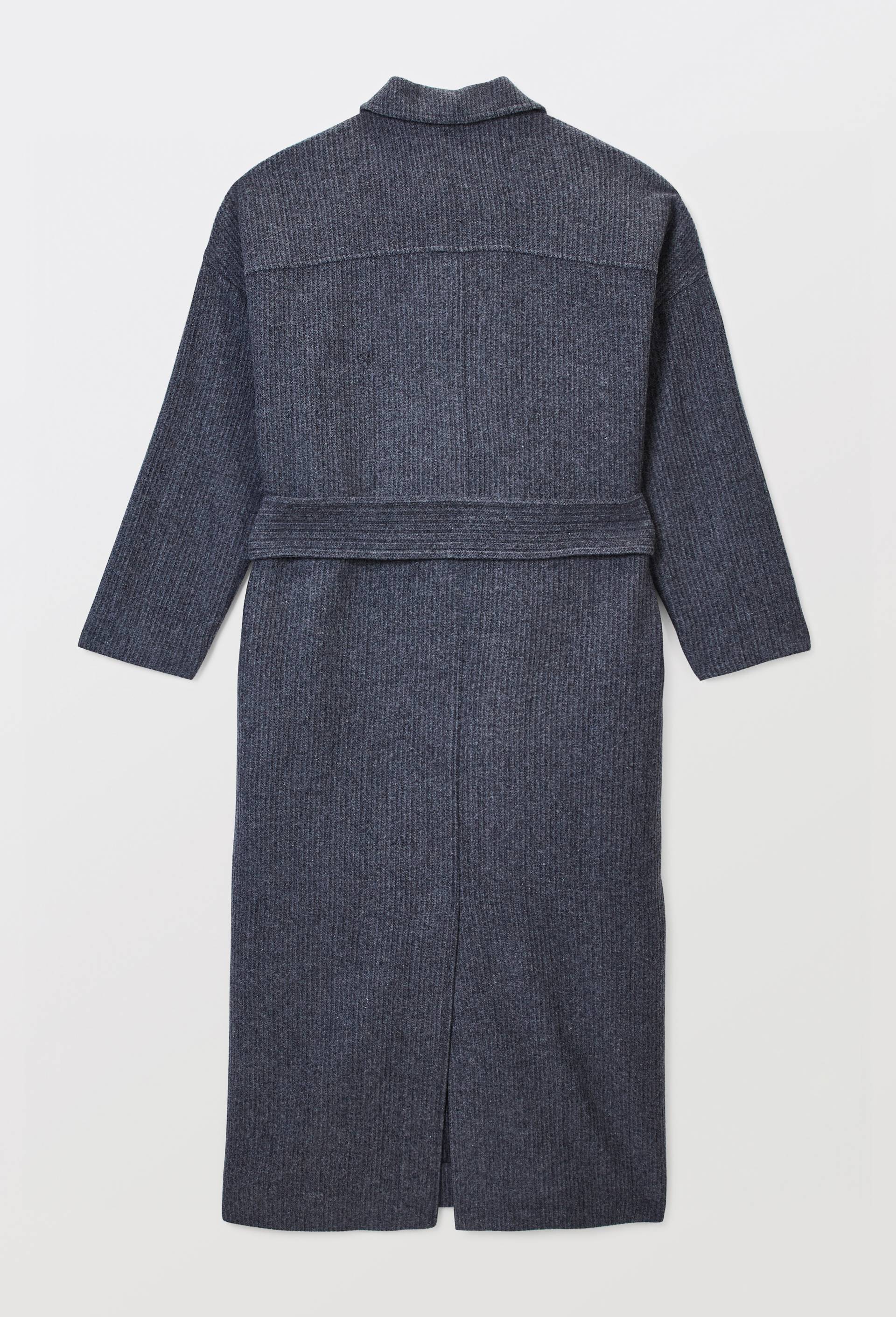 Robe longues avec ceinture unie contenant de la laine, Gris fonc&eacute;, large image number 3