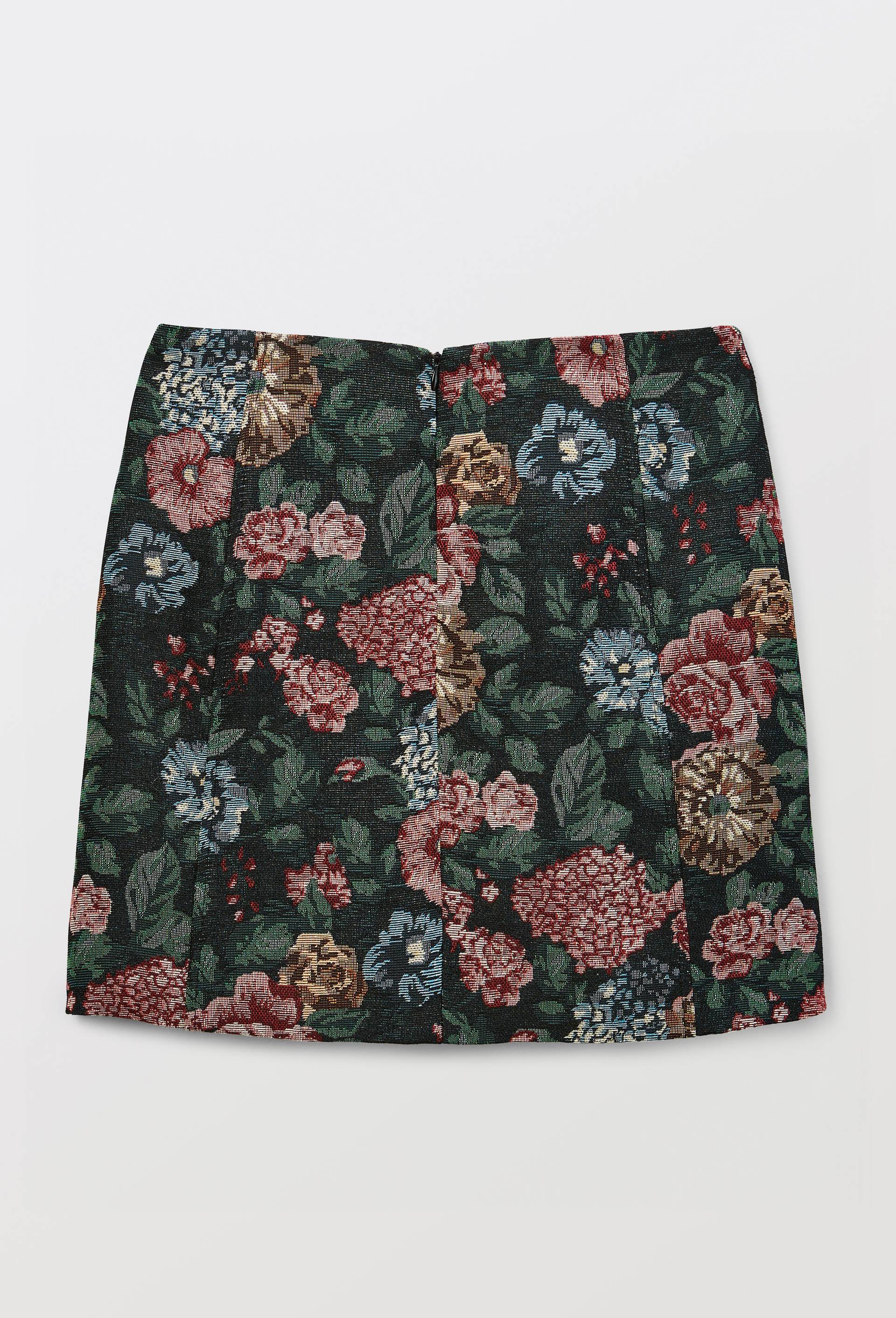 Jupe courte &agrave; motifs floraux contenant du coton, Bleu fonc&eacute;, large image number 3