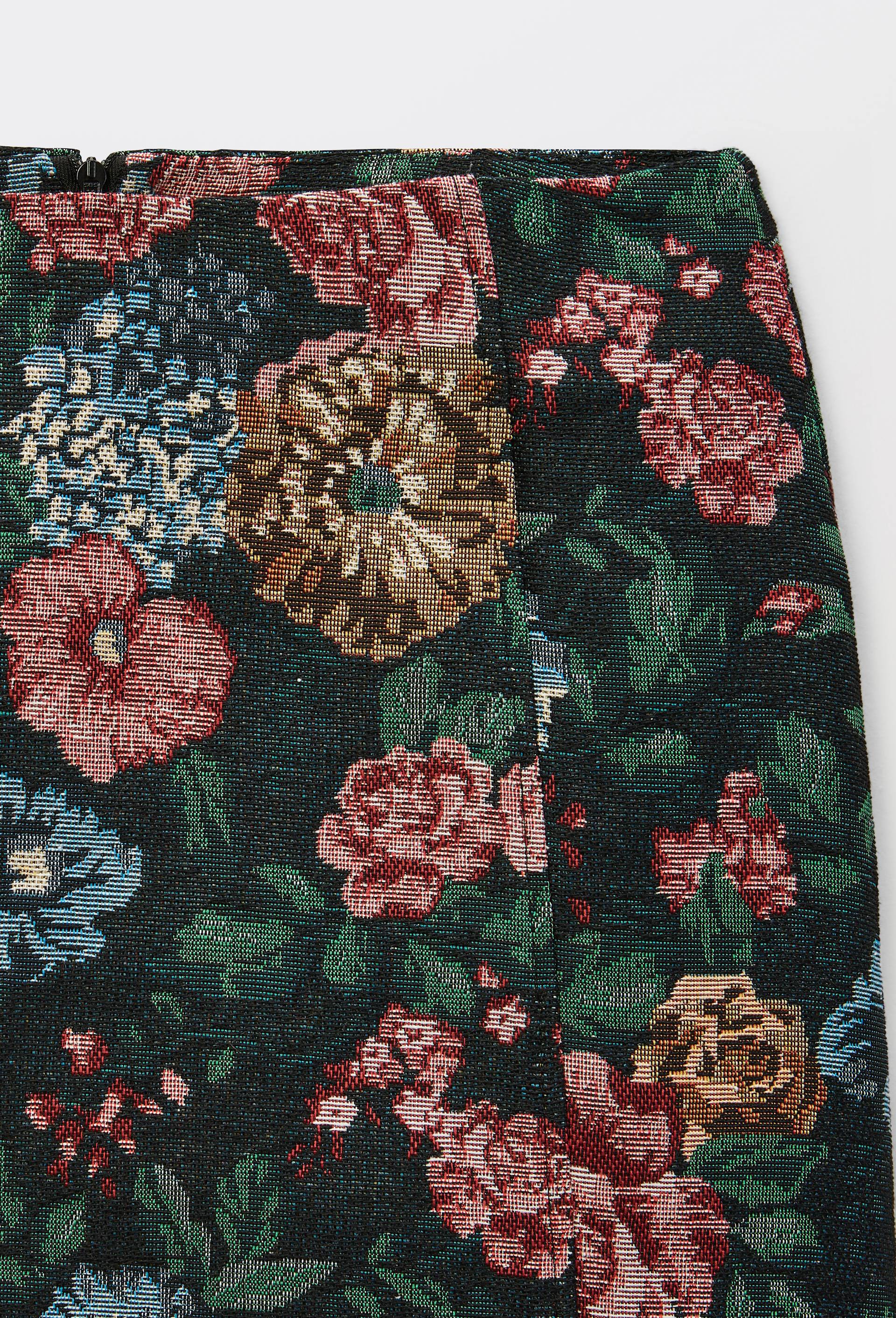 Jupe courte &agrave; motifs floraux contenant du coton, Bleu fonc&eacute;, large image number 4.0