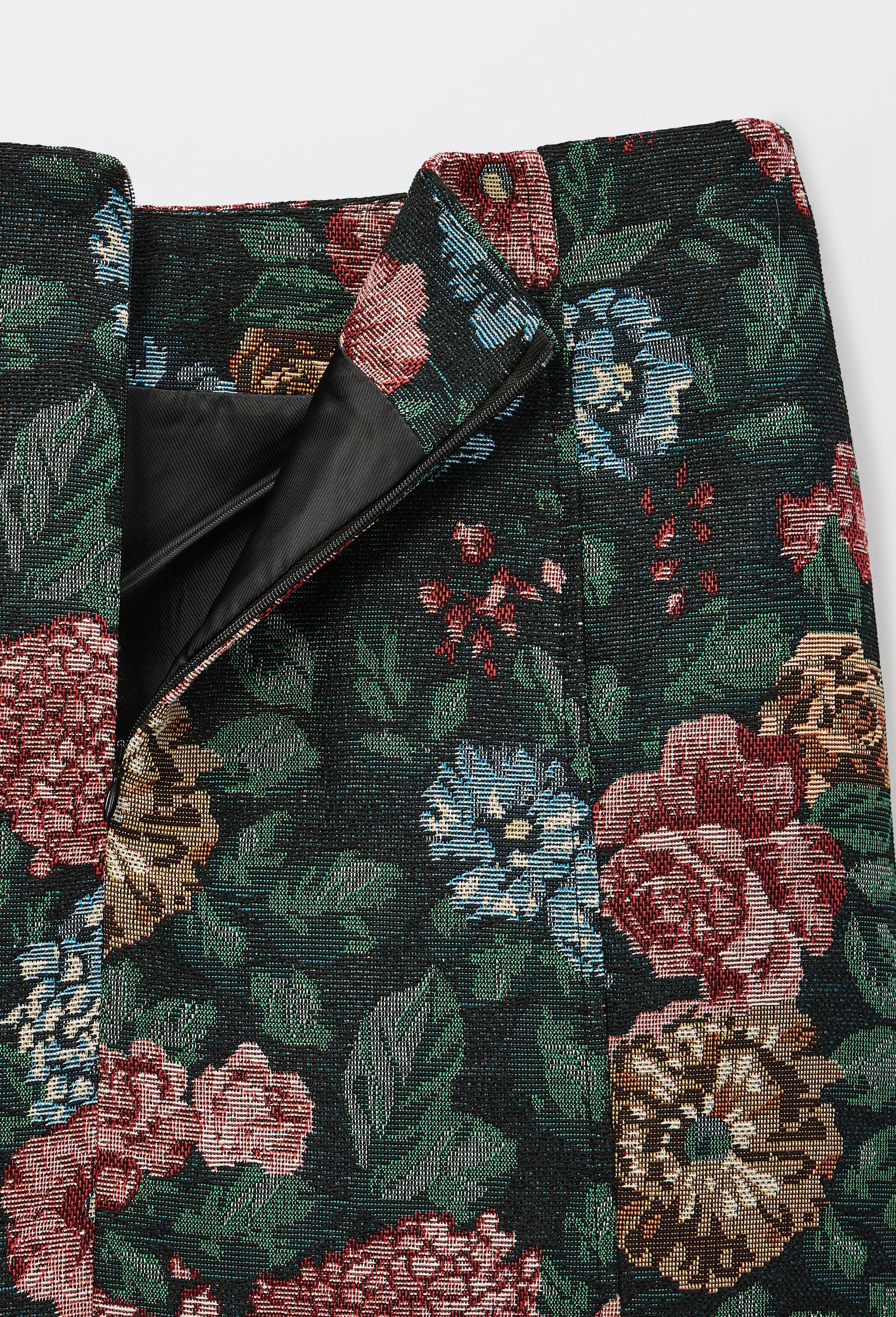 Jupe courte &agrave; motifs floraux contenant du coton, Bleu fonc&eacute;, large image number 5.0