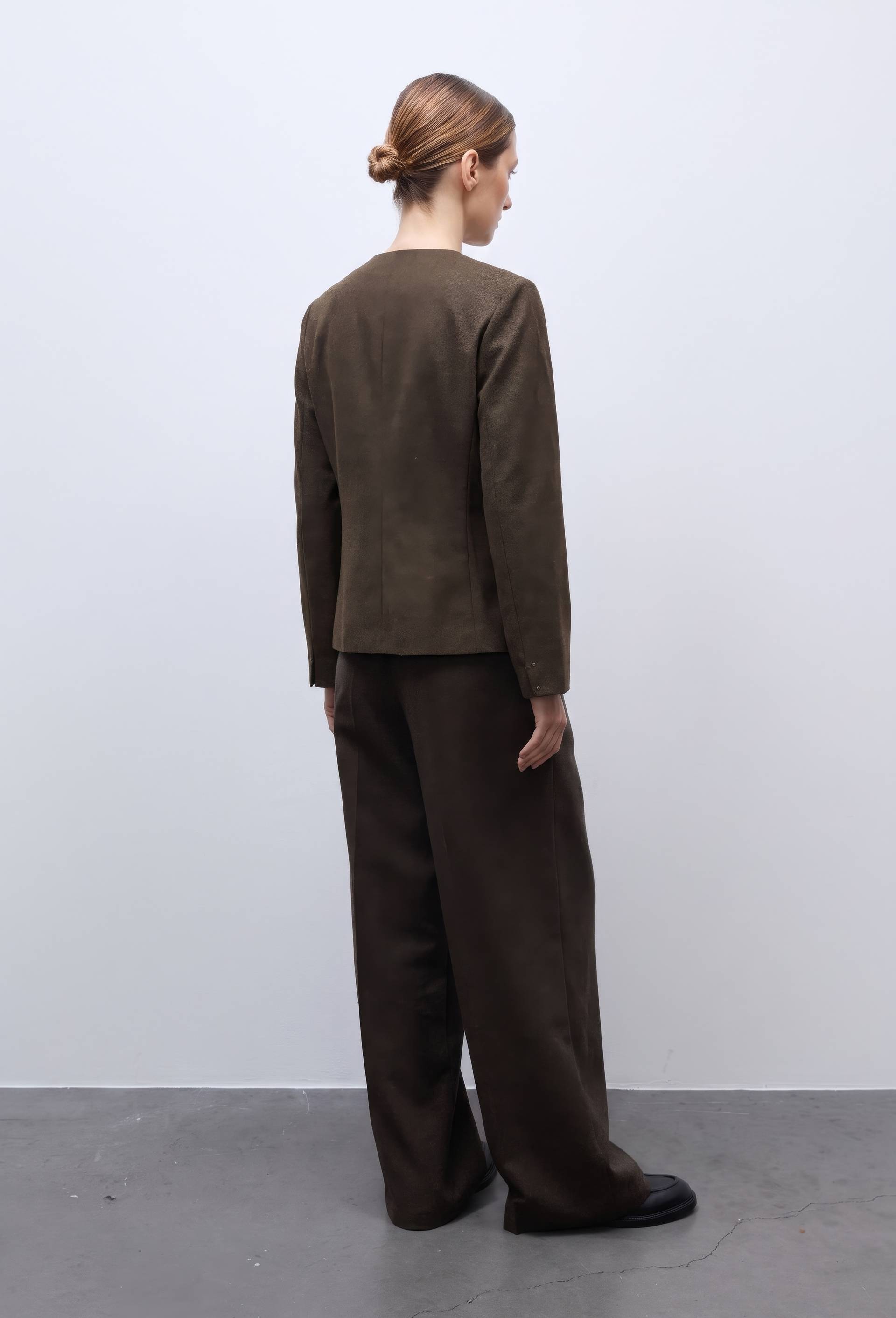 Pantalon large en tweed, Brun, large image number 2.0