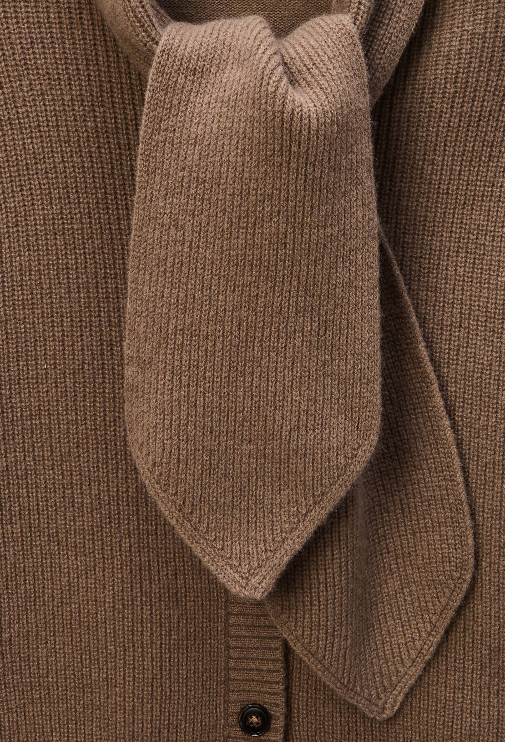 Cardigan &agrave; noeud manches longues en laine, Brun, large image number 4