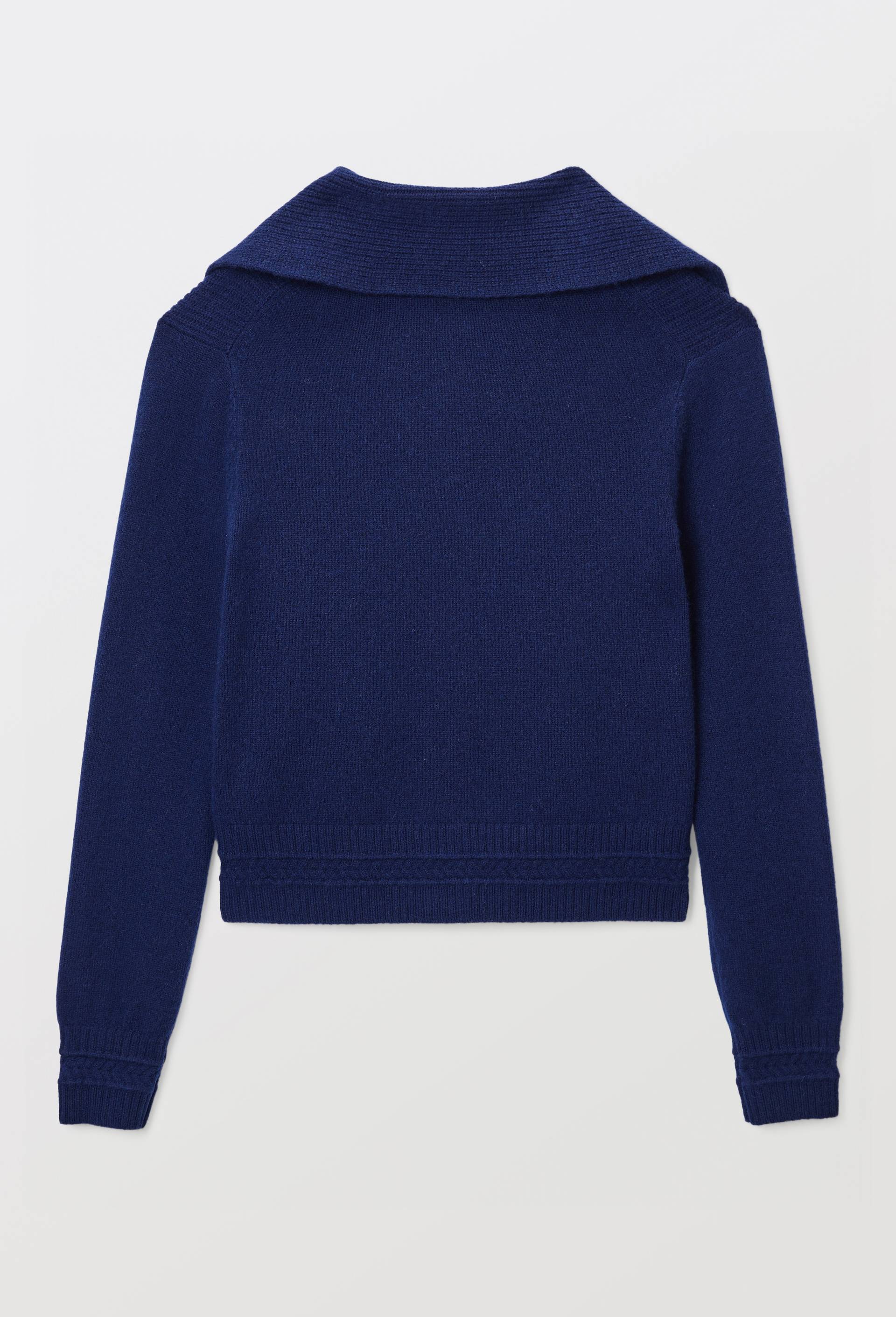 Cardigan &agrave; noeud manches longues en laine, Bleu fonc&eacute;, large image number 3