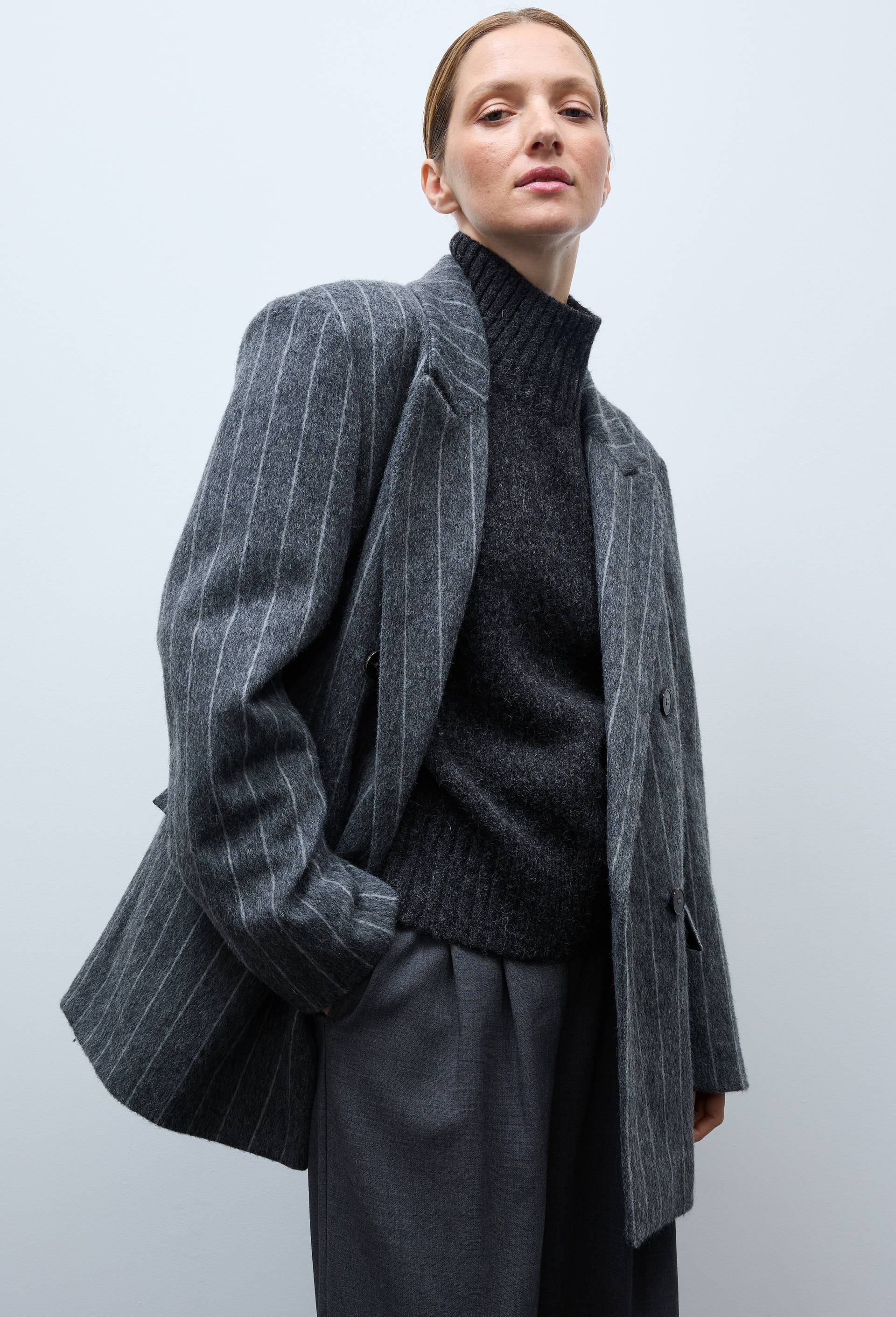 Veste blazer ray&eacute;e contenant de la laine, Gris, large image number 1.0