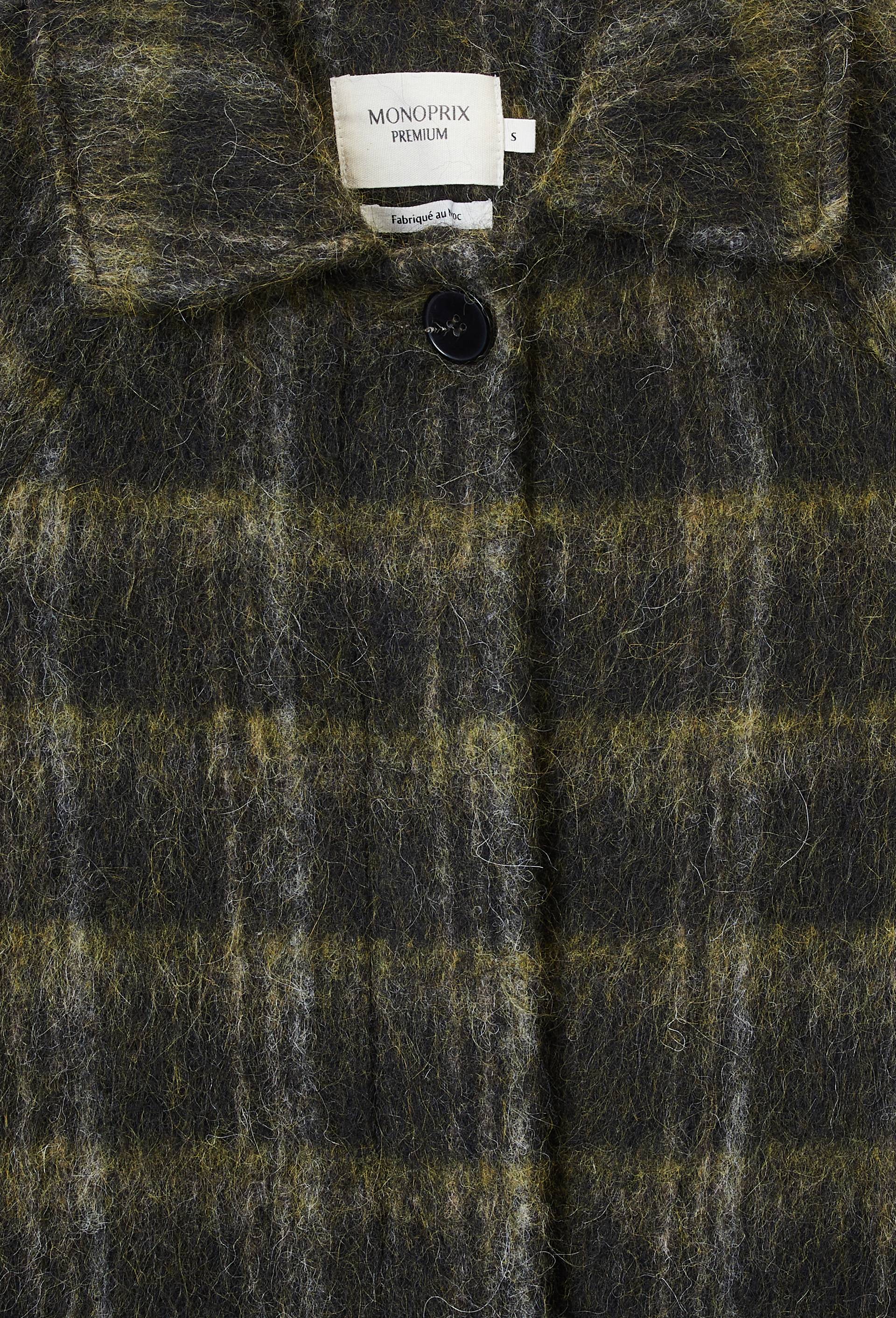 Manteau uni double boutonnage contenant de la laine, Vert fonc&eacute;, large image number 4.0