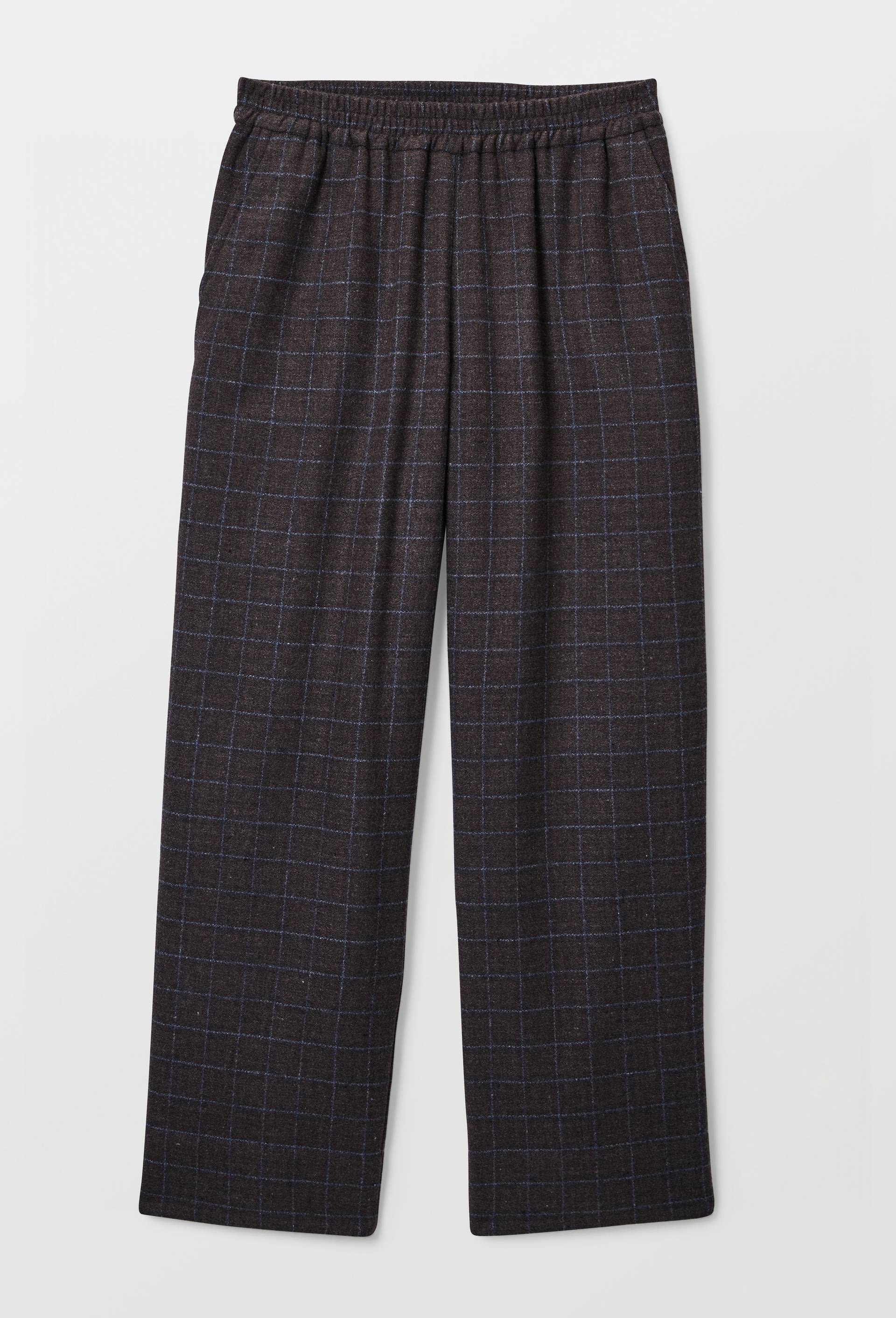 Pantalon large &agrave; carreaux taille &eacute;lastiqu&eacute;e, Brun, large image number 2