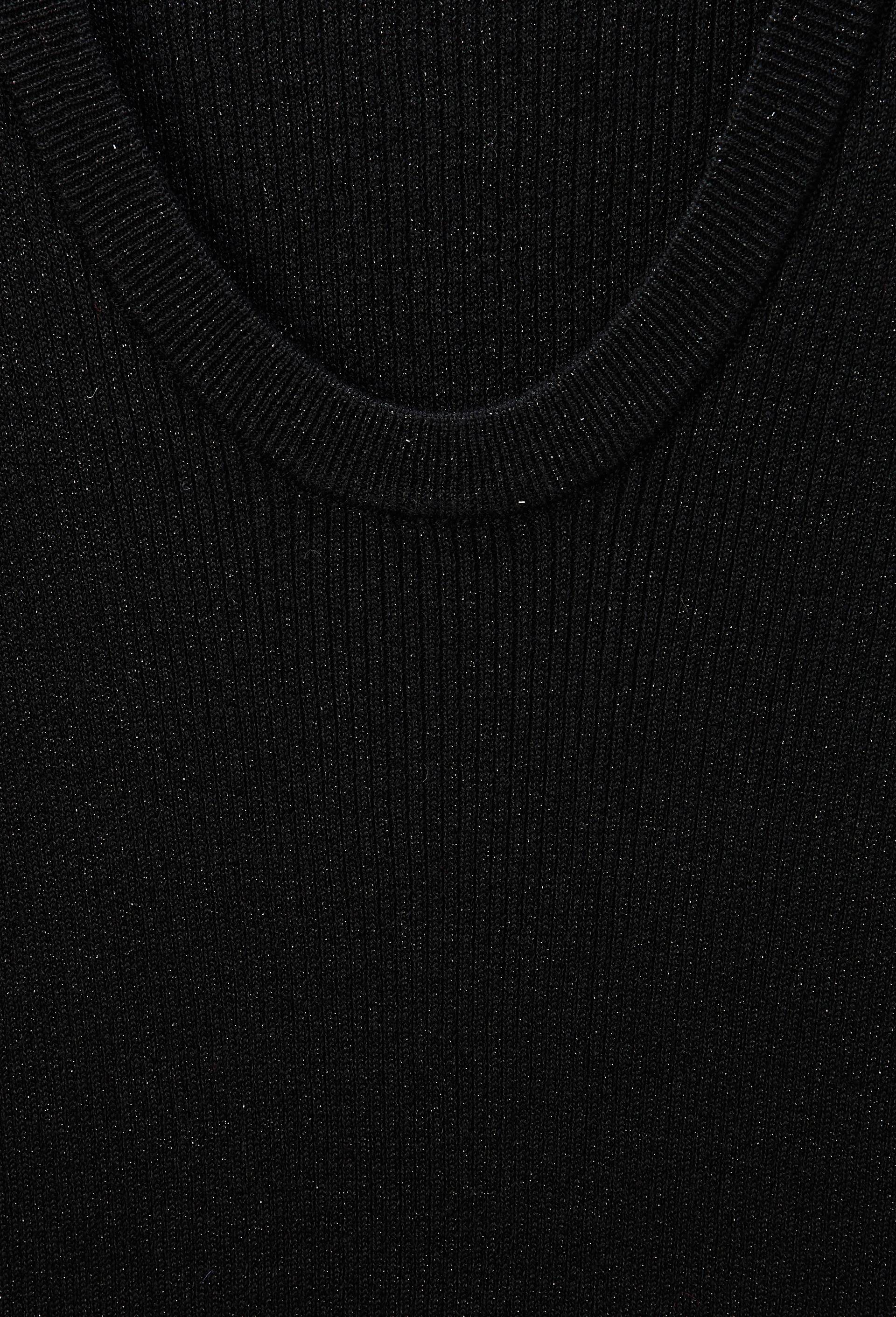 Pull manches longues en coton avec fibres m&eacute;talliques, Noir, large image number 4