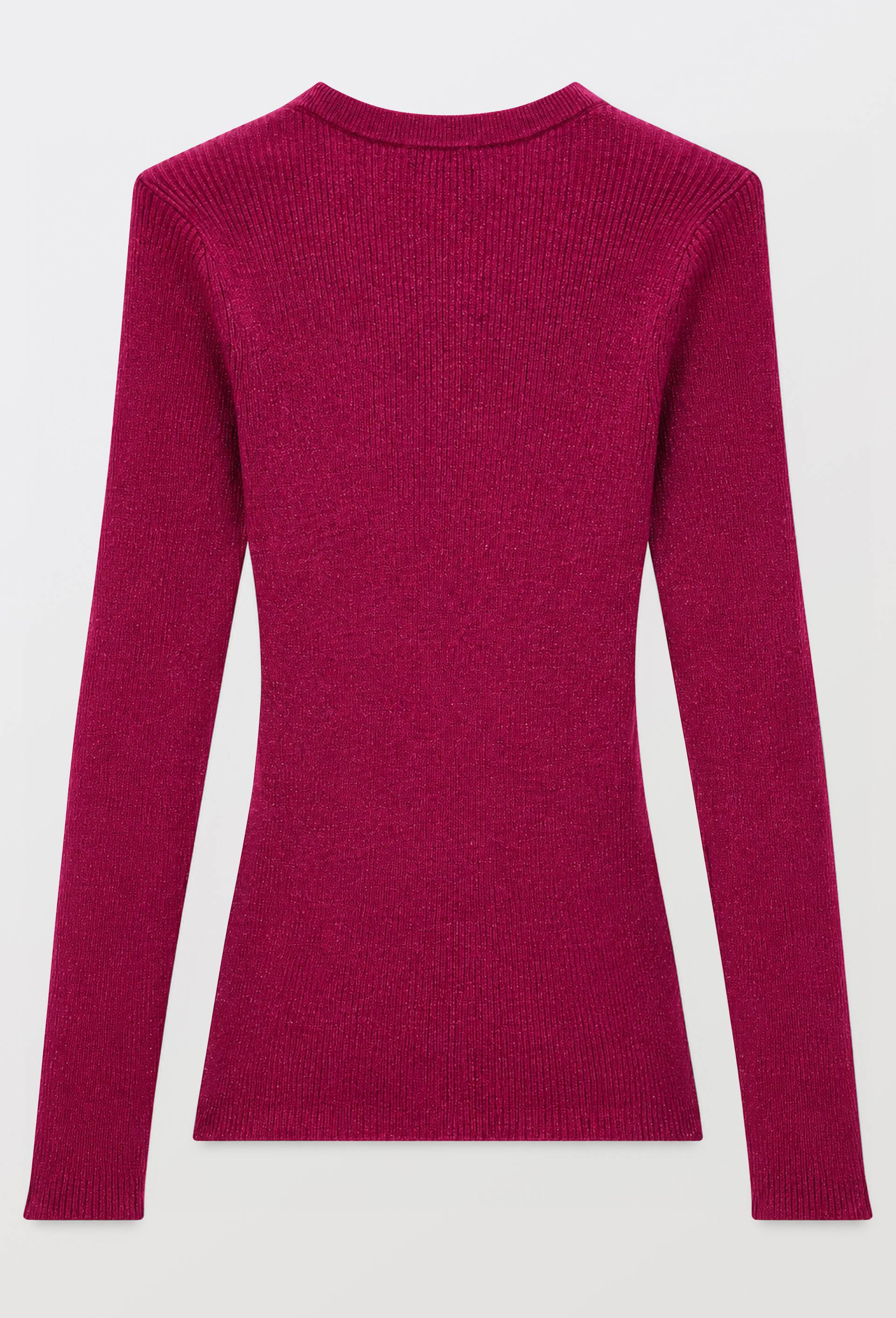 Pull manches longues en coton avec fibres m&eacute;talliques, Violet, large image number 3