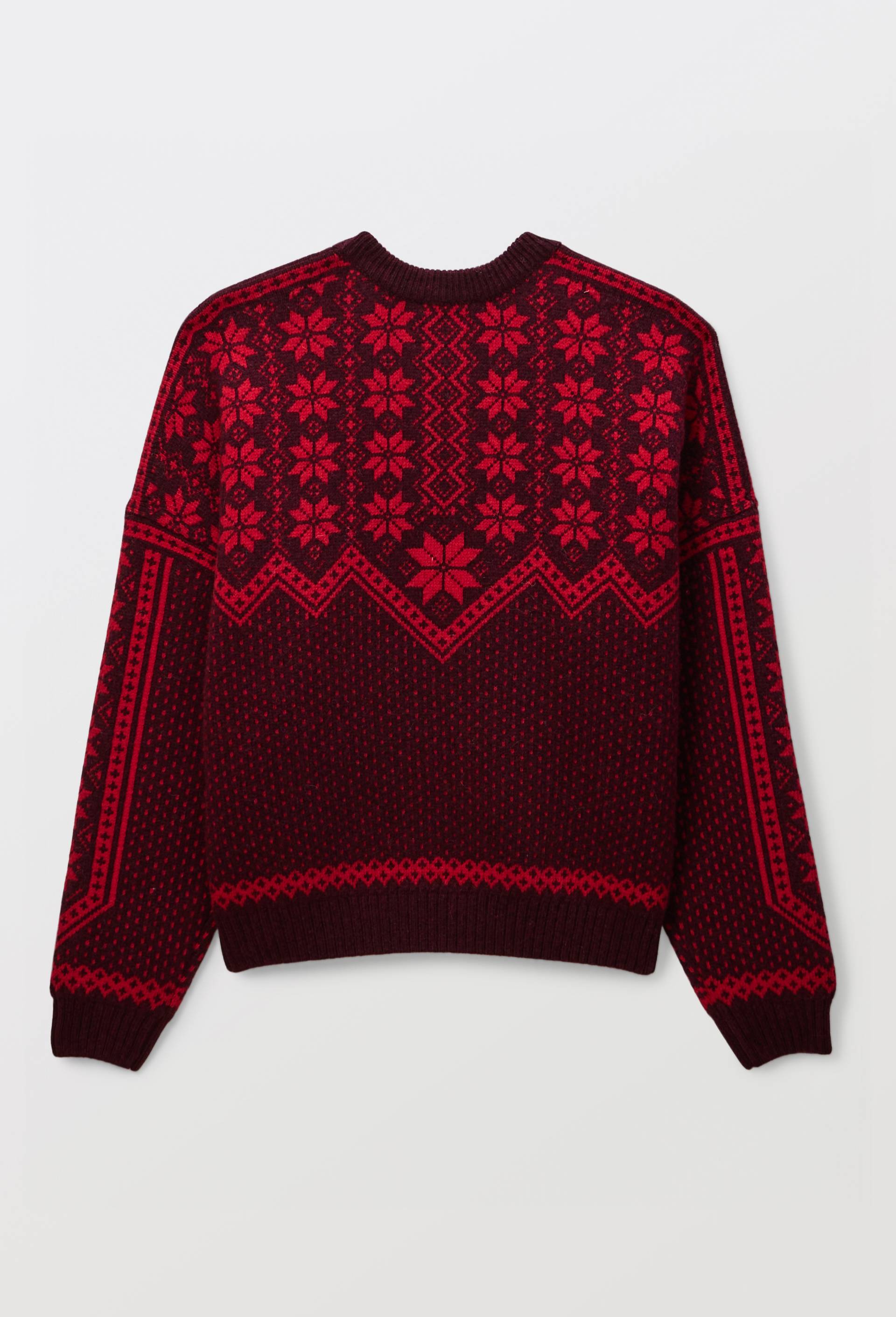 Pull manches longues en jacquard  en laine, Rouge fonc&eacute;, large image number 3