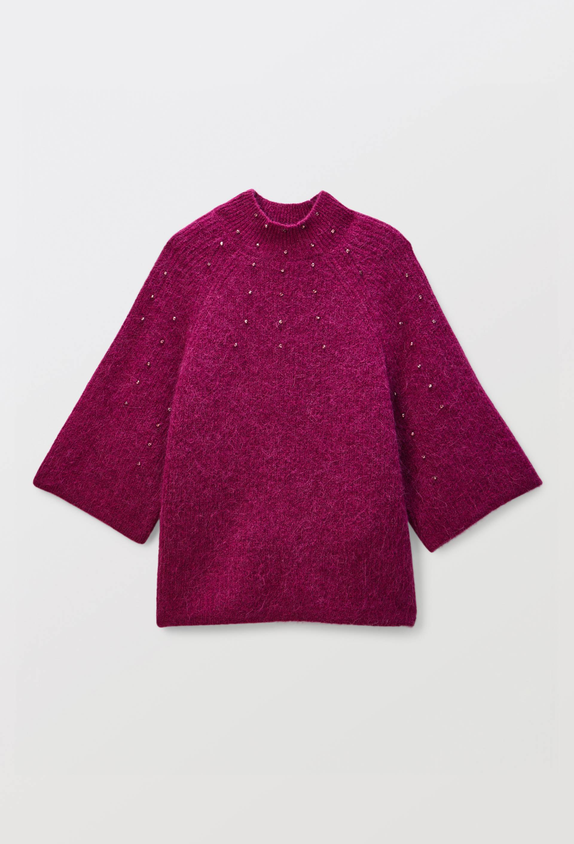 Pull manches coudes &agrave; strass contenant de l'alpaga, Violet, large image number 3