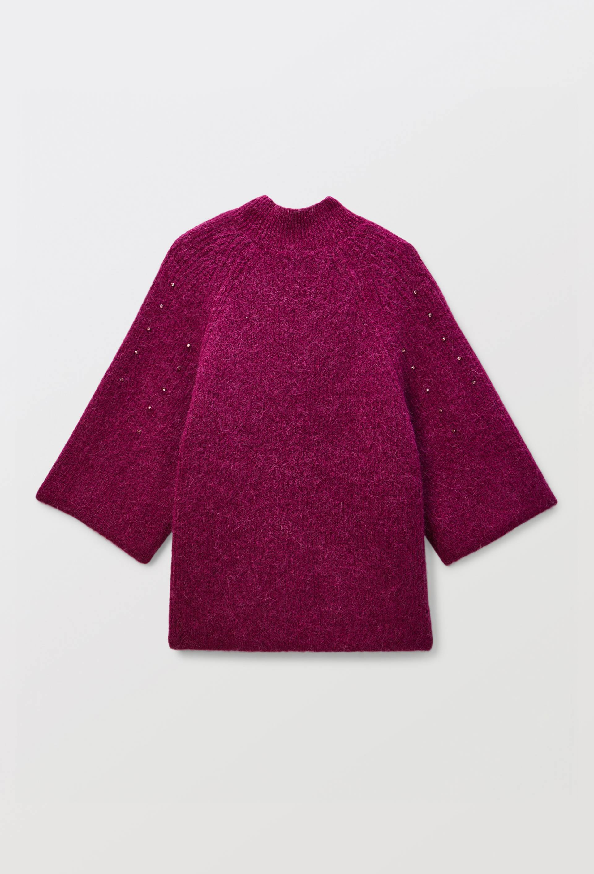 Pull manches coudes &agrave; strass contenant de l'alpaga, Violet, large image number 4