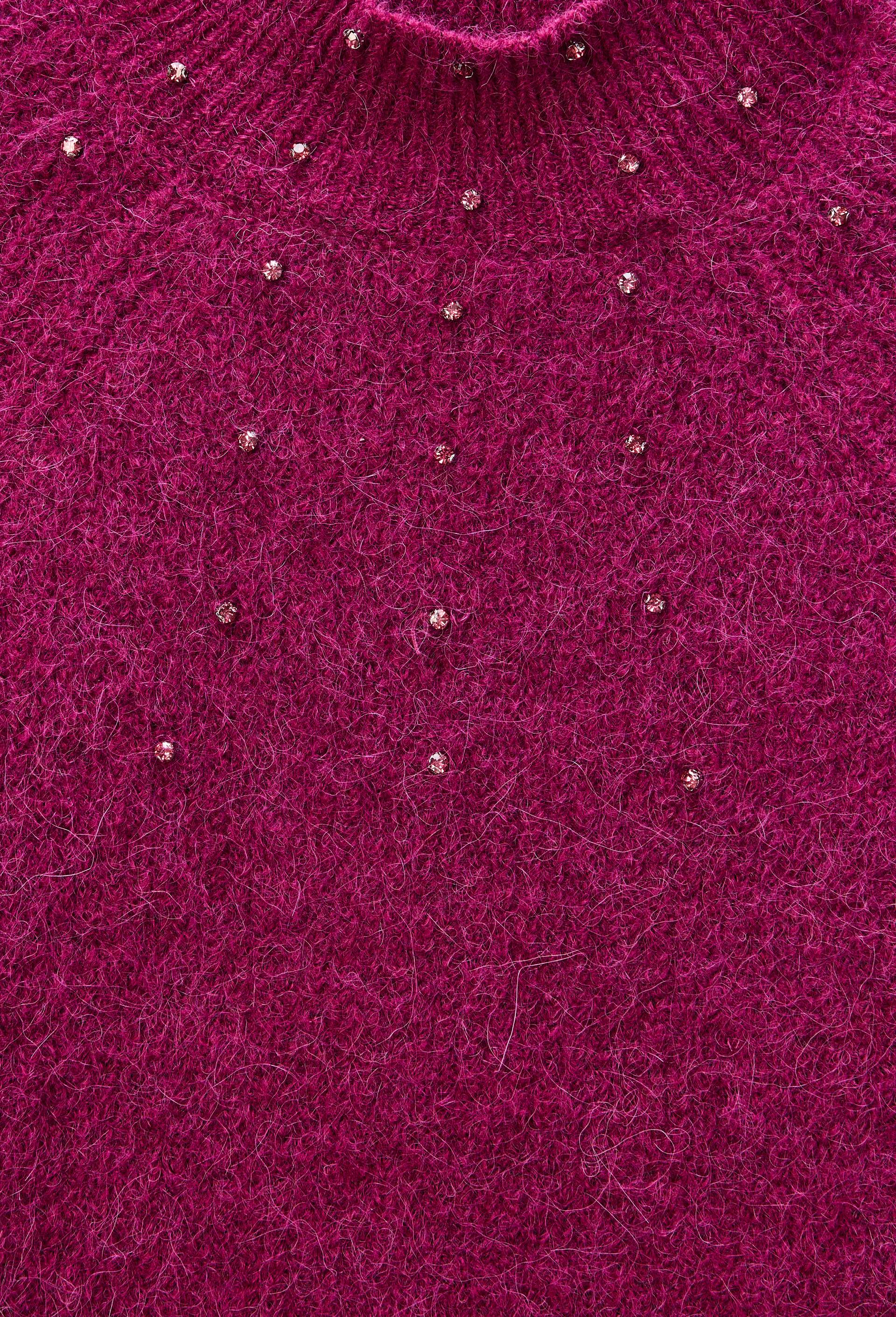 Pull manches coudes &agrave; strass contenant de l'alpaga, Violet, large image number 5