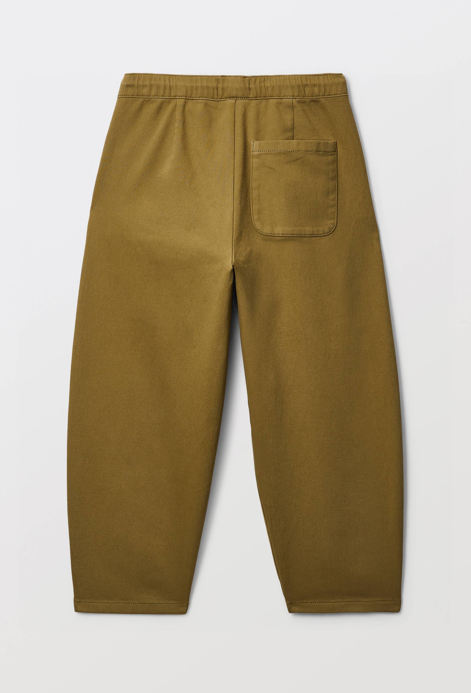 Pantalon droit &eacute;lastiqu&eacute; uni en coton, Vert fonc&eacute;, large image number 2.0