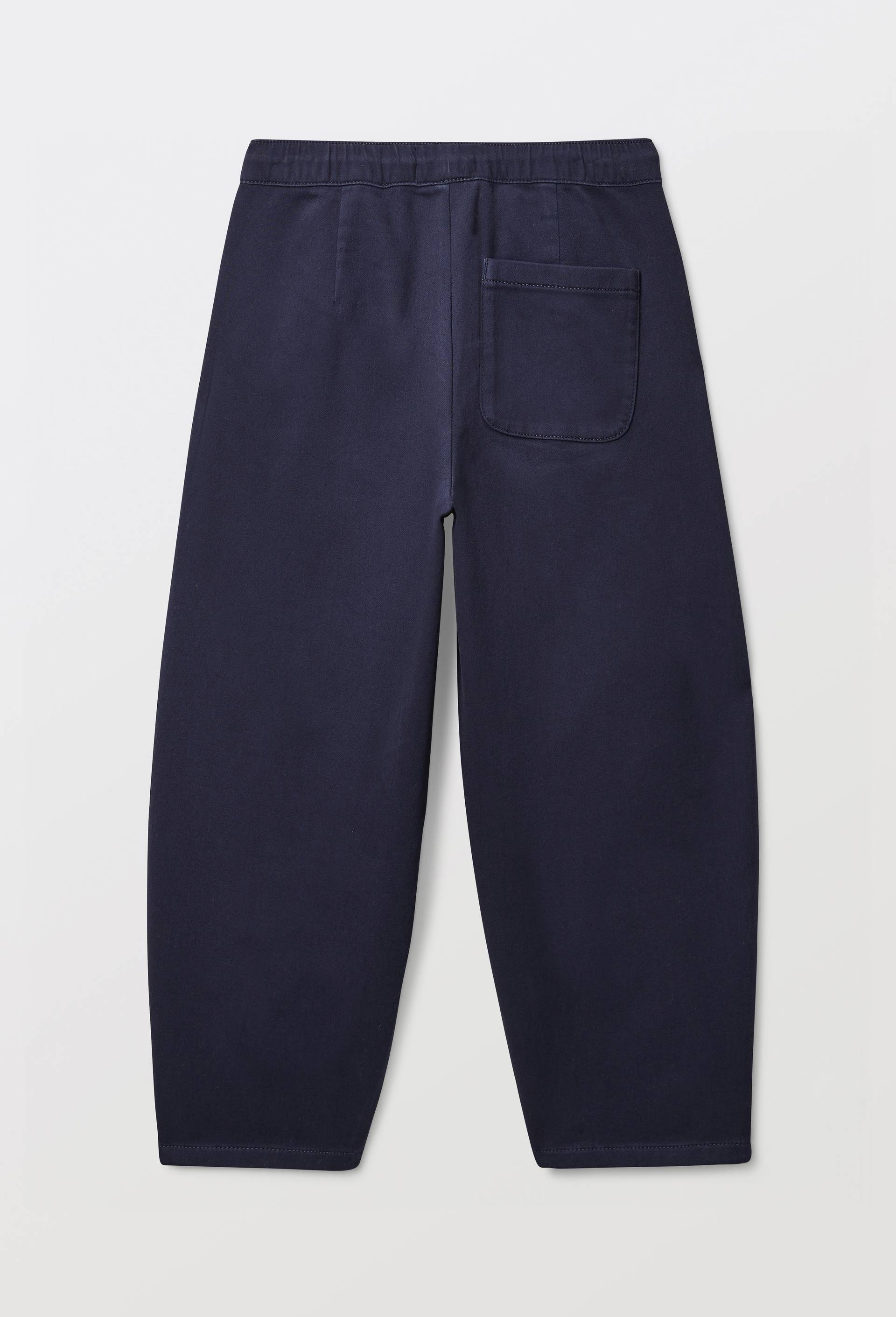 Pantalon droit &eacute;lastiqu&eacute; uni en coton, Bleu fonc&eacute;, large image number 2.0