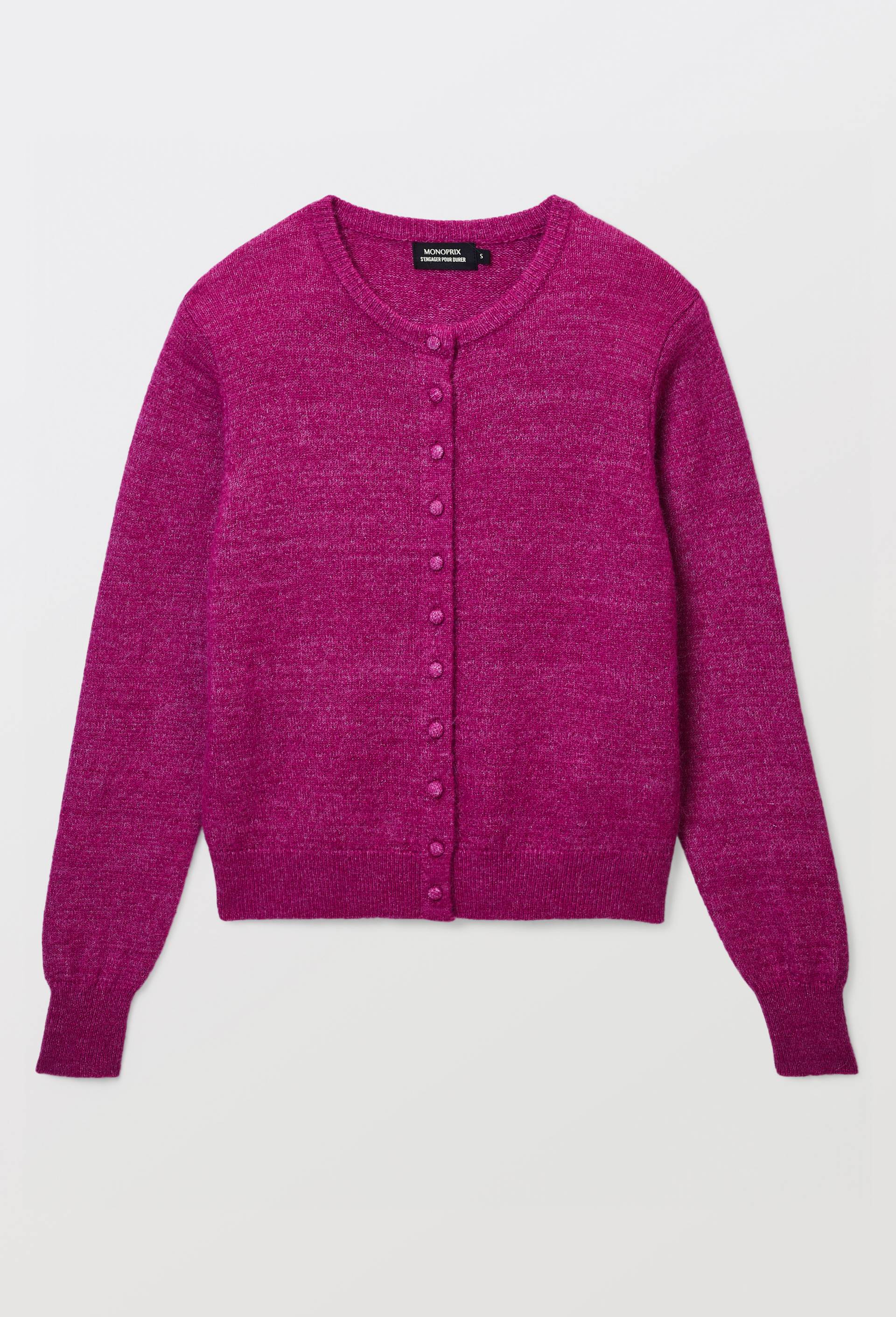 Cardigan manches longues &agrave; fibres m&eacute;talliques, Violet, large image number 3