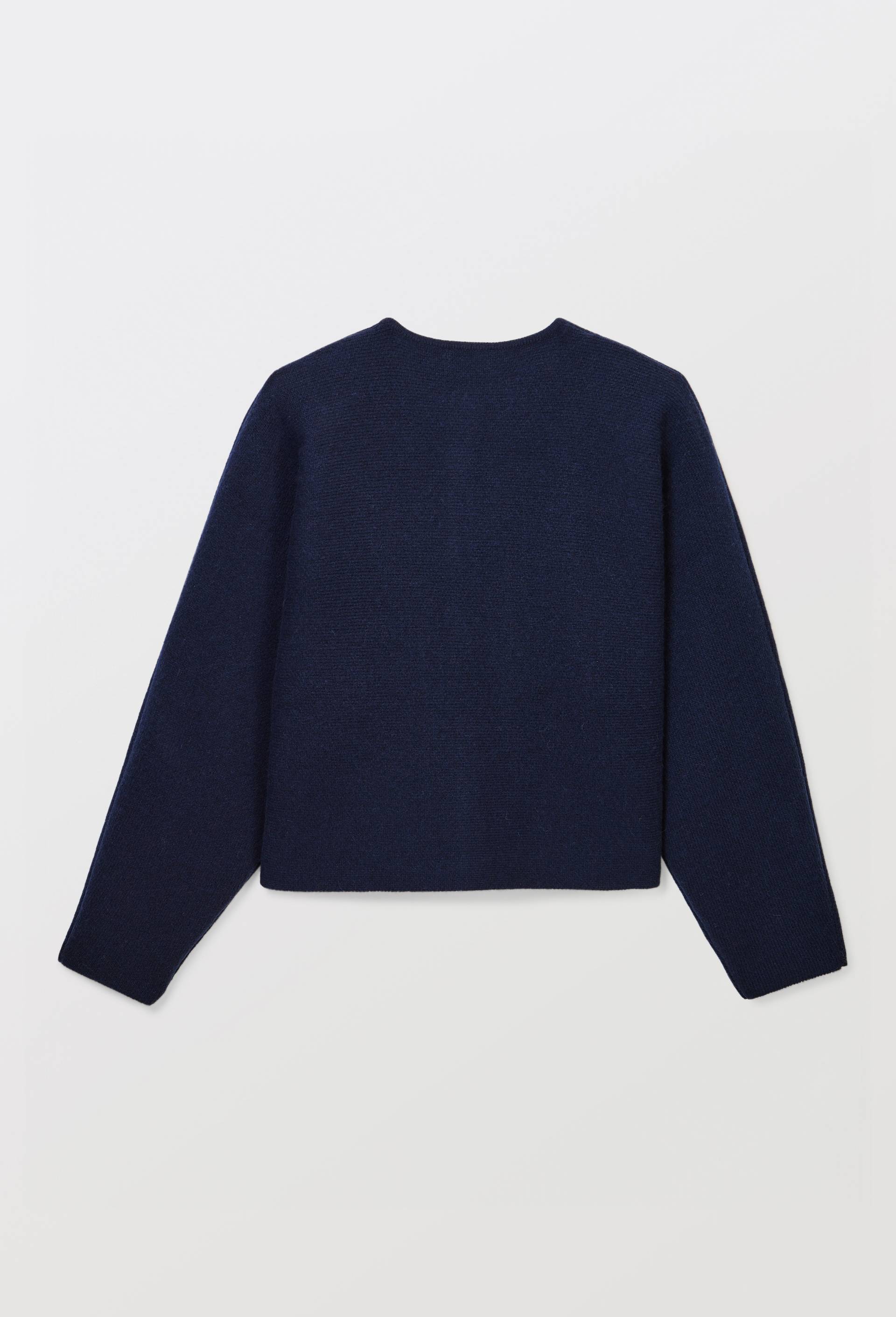 Cardigan &agrave; manches longues ample en laine, Bleu, large image number 3