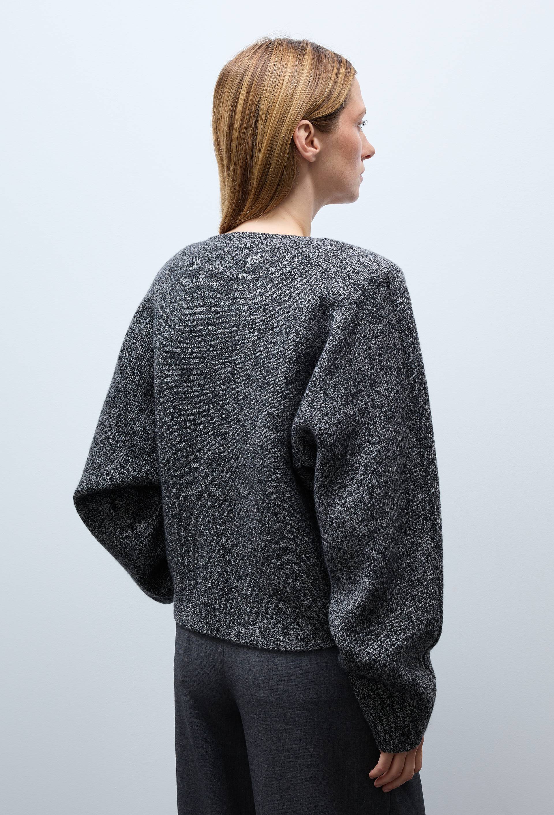 Cardigan &agrave; manches longues ample en laine, Gris, large image number 1