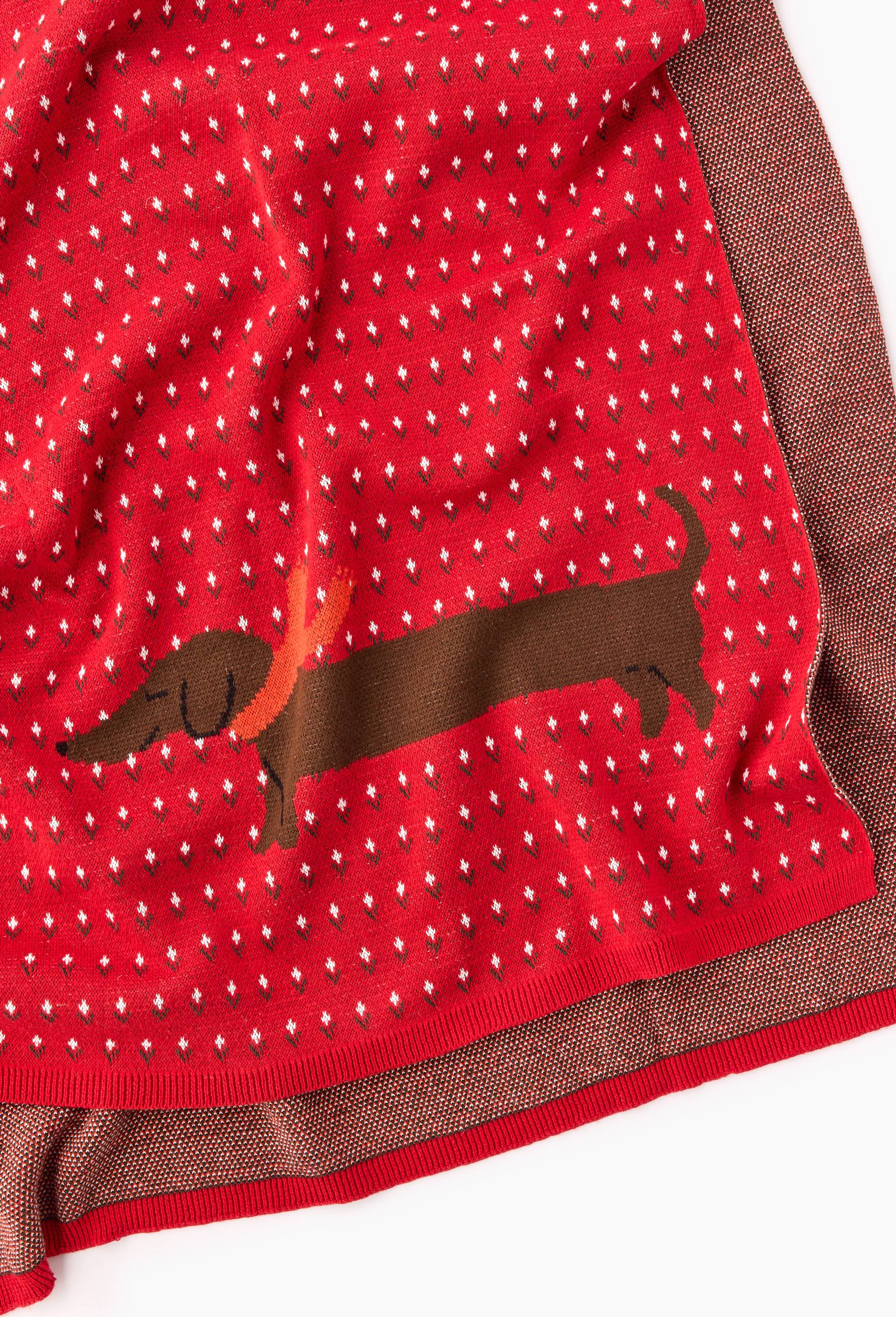 Plaid jacquard, 130x170cm, en coton, Rouge, large image number 1