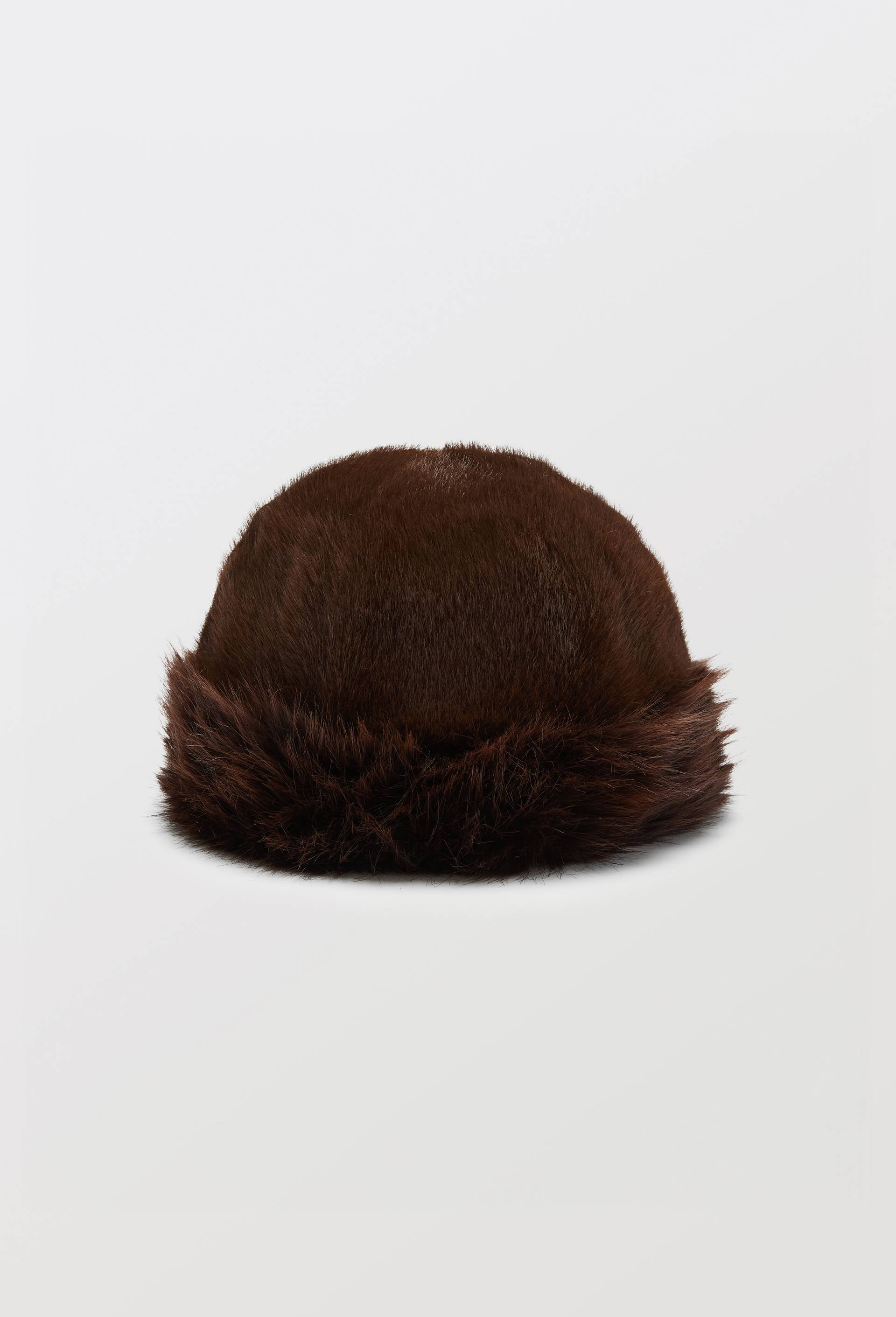 Chapeau en fausse fourrure, Brun, swatch image