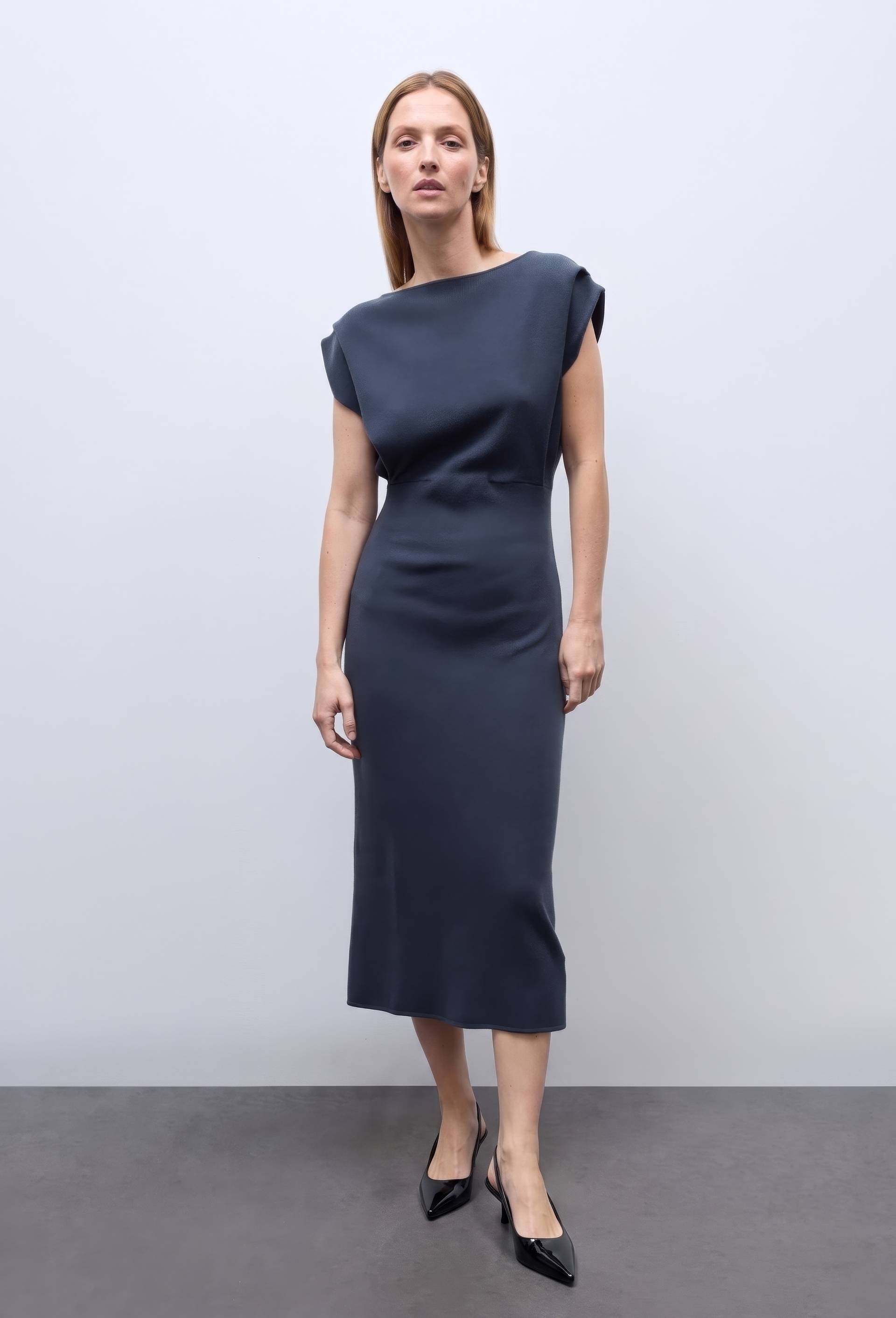 Robe midi sans manches contenant de la laine, Gris fonc&eacute;, large image number 0.0