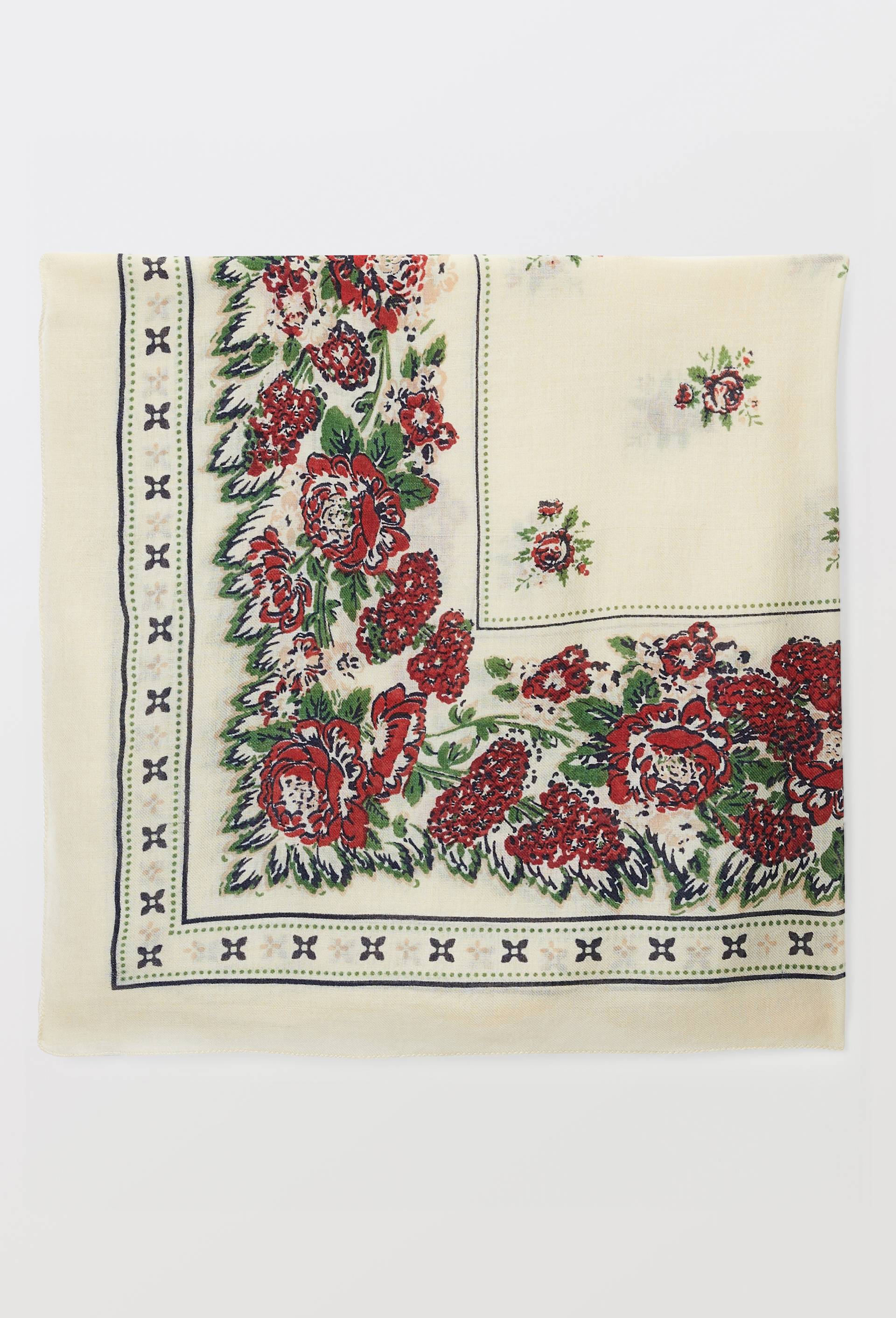 Foulard imprim&eacute; en laine, Beige clair, large image number 3