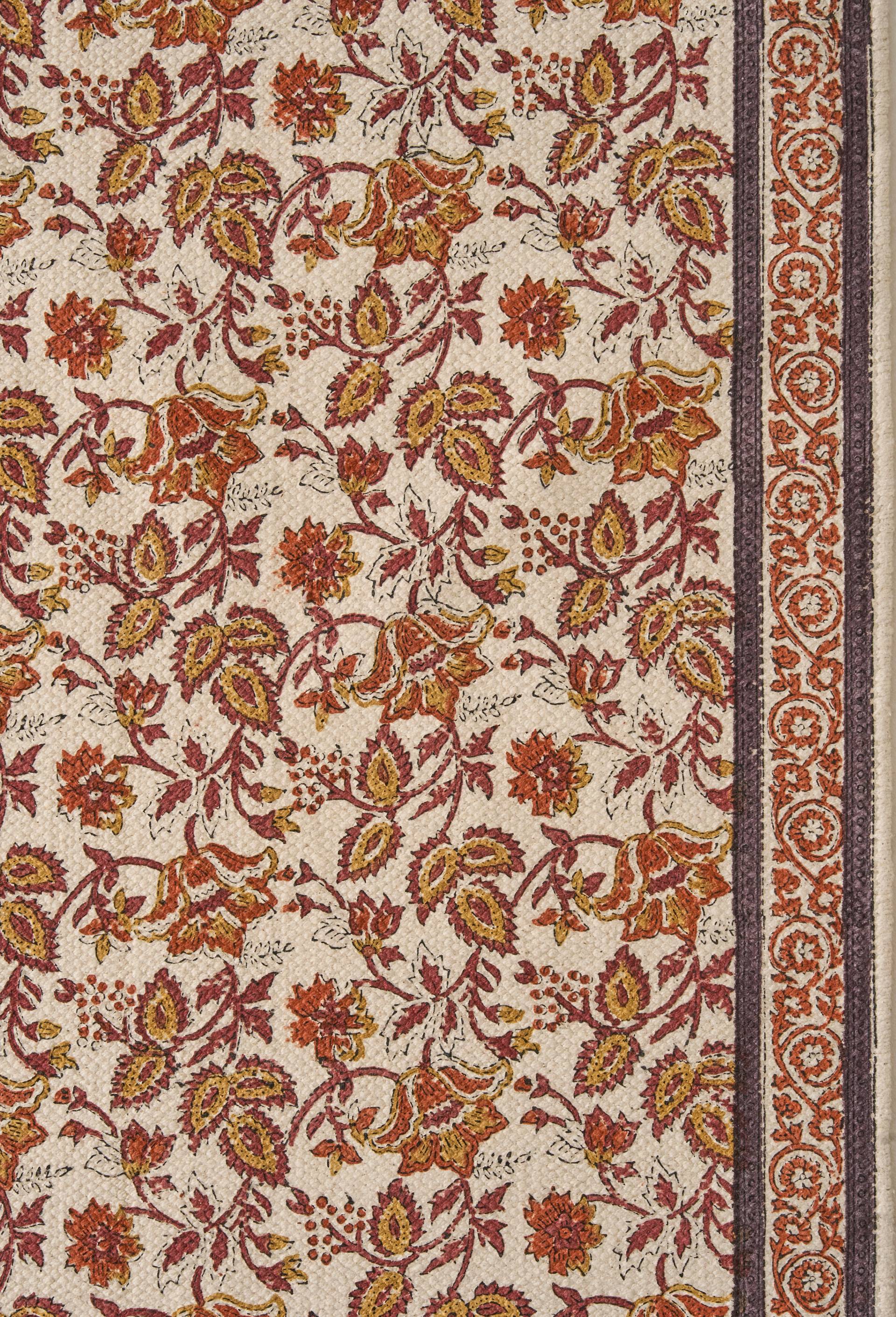 Tapis blockprint, 100% coton, Ecru, large image number 1.0