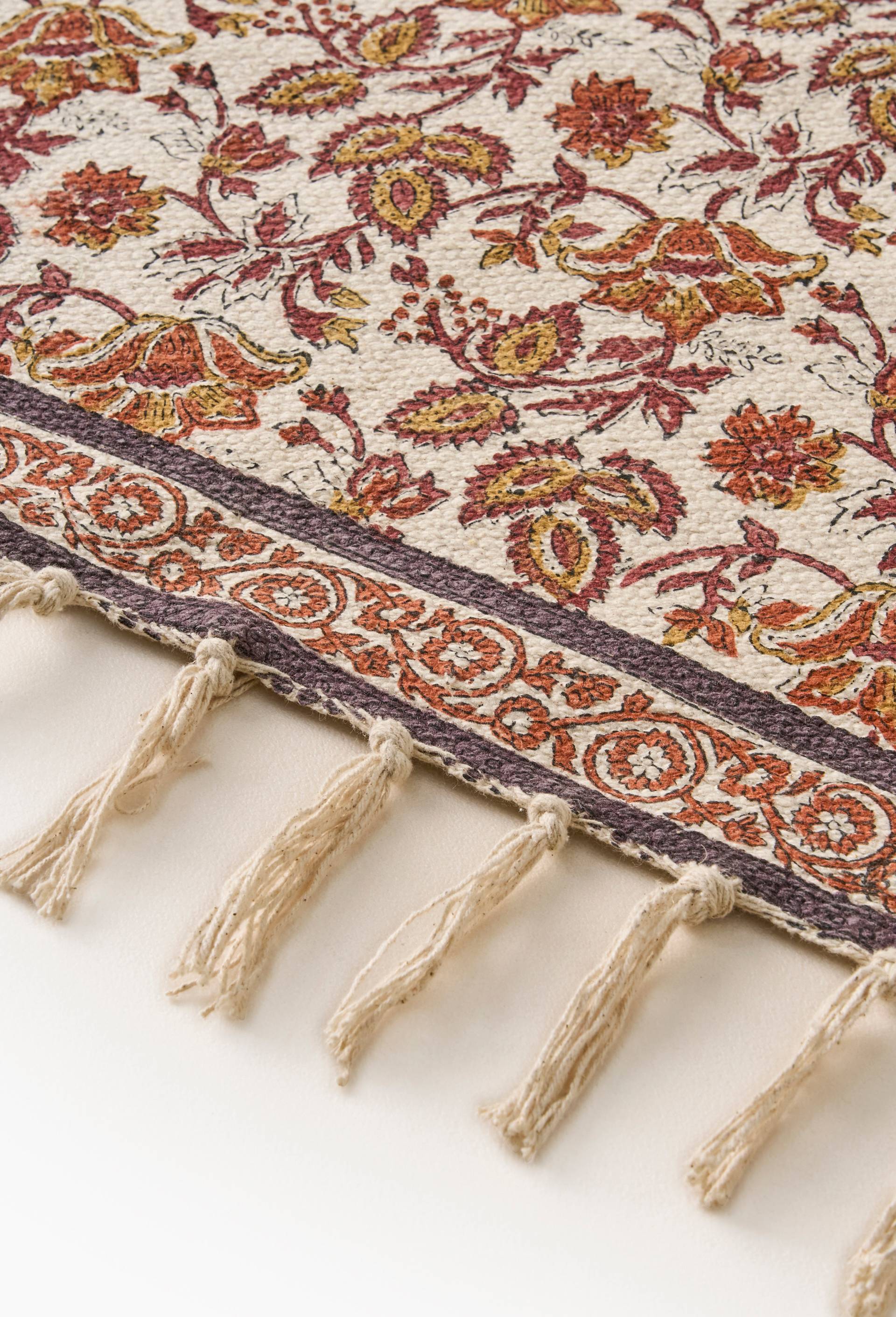 Tapis blockprint, 100% coton, Ecru, large image number 2.0
