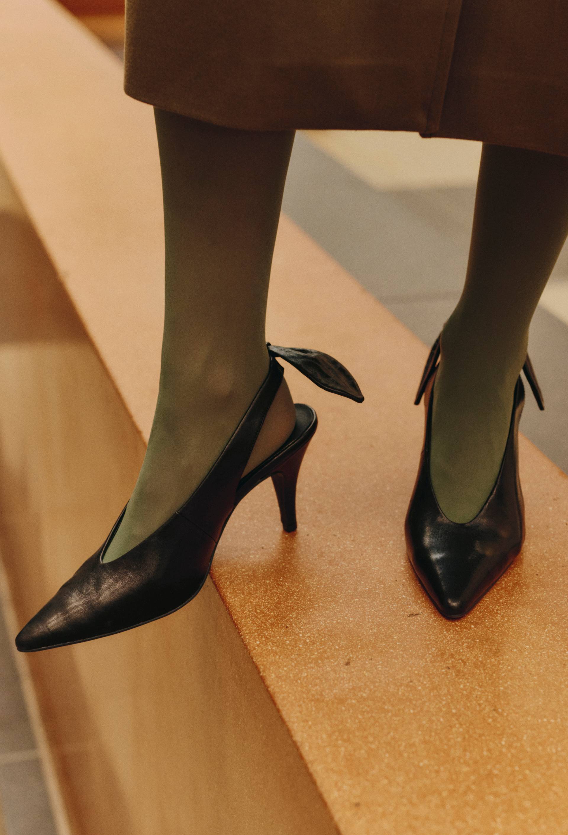 Chaussures &agrave; talon Slingback  en cuir - MUS&Eacute;E D'ORSAY x MONOPRIX, Noir, large image number 0