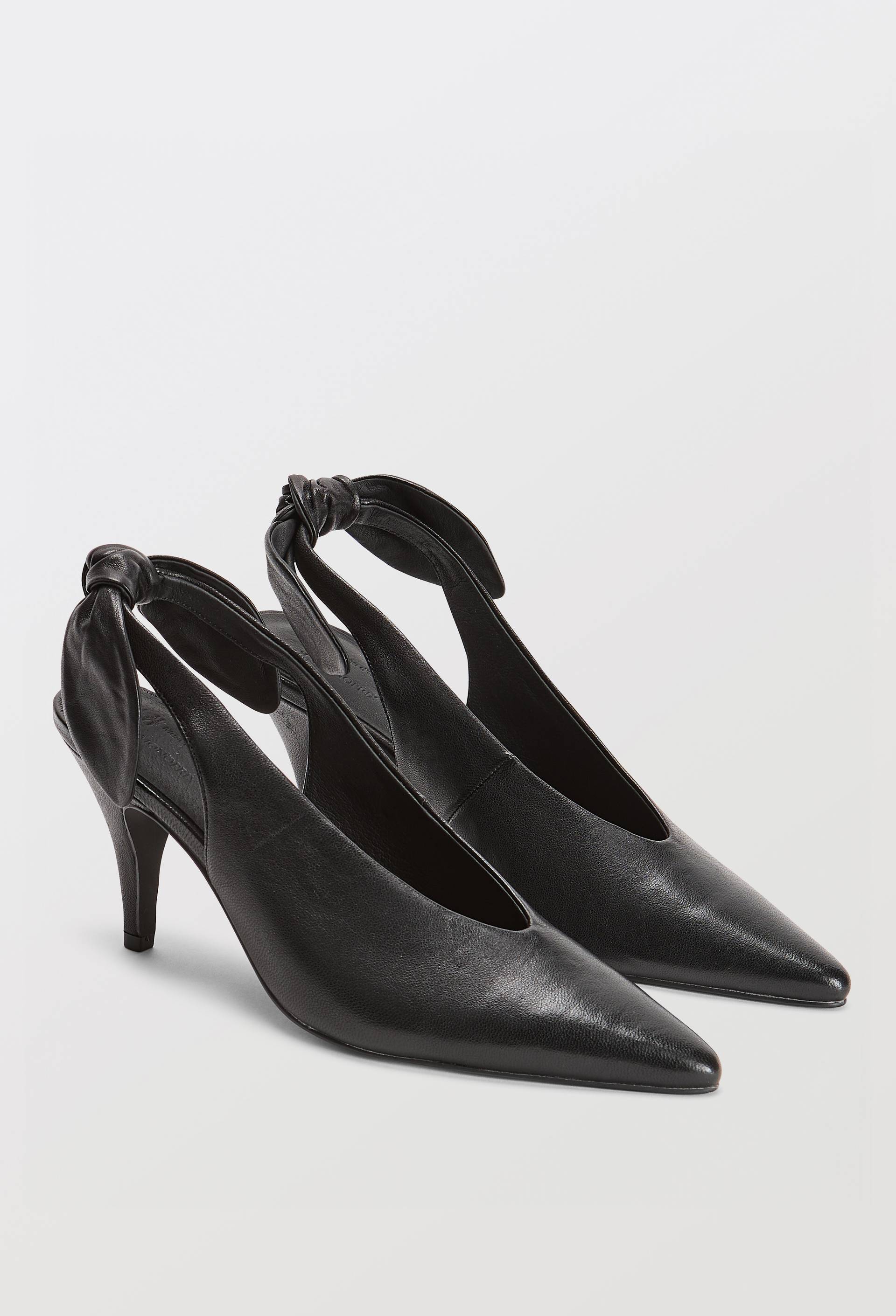 Chaussures &agrave; talon Slingback  en cuir - MUS&Eacute;E D'ORSAY x MONOPRIX, Noir, large image number 1.0
