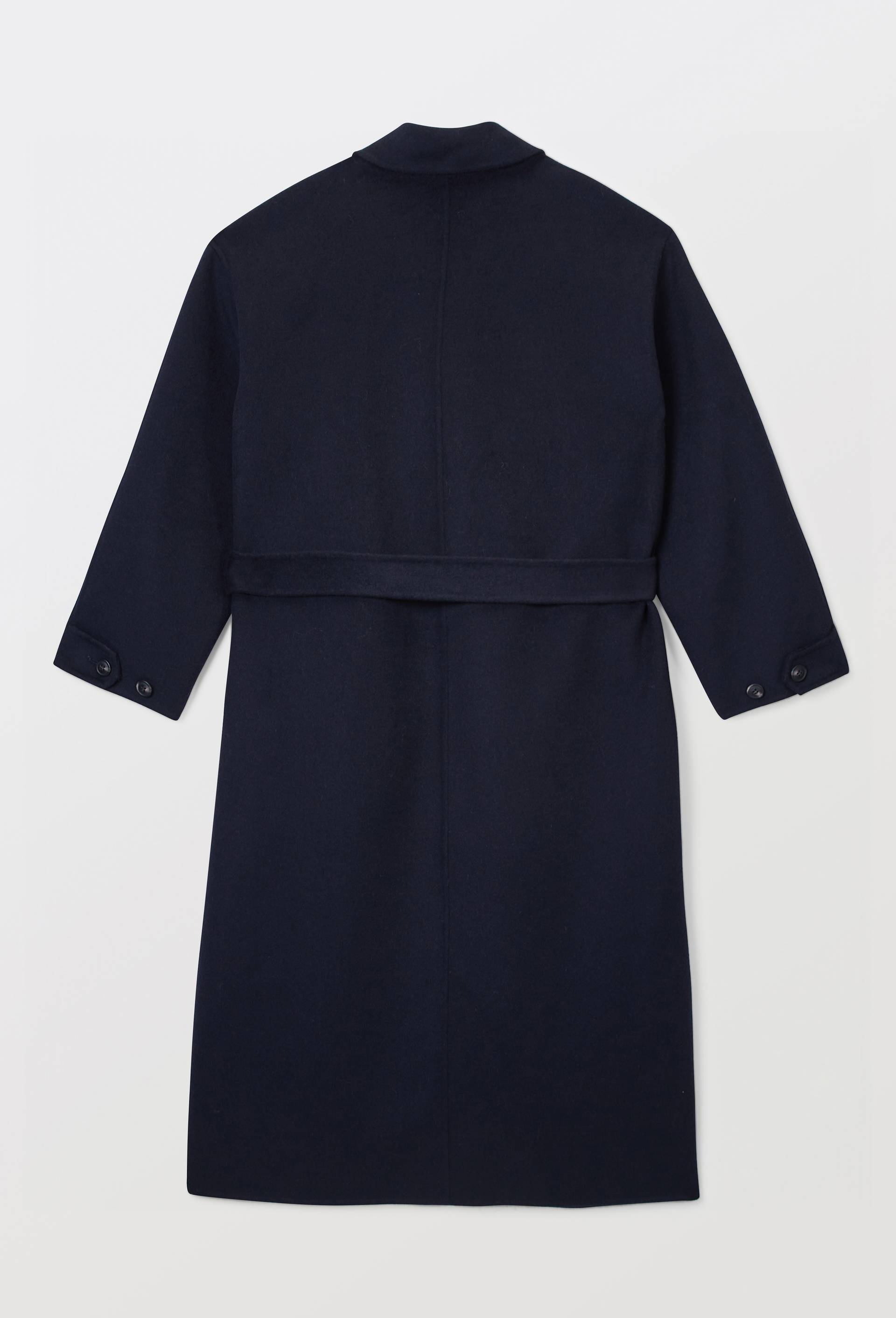 Manteau double face ceintur&eacute; contenant de la laine, Bleu fonc&eacute;, large image number 6