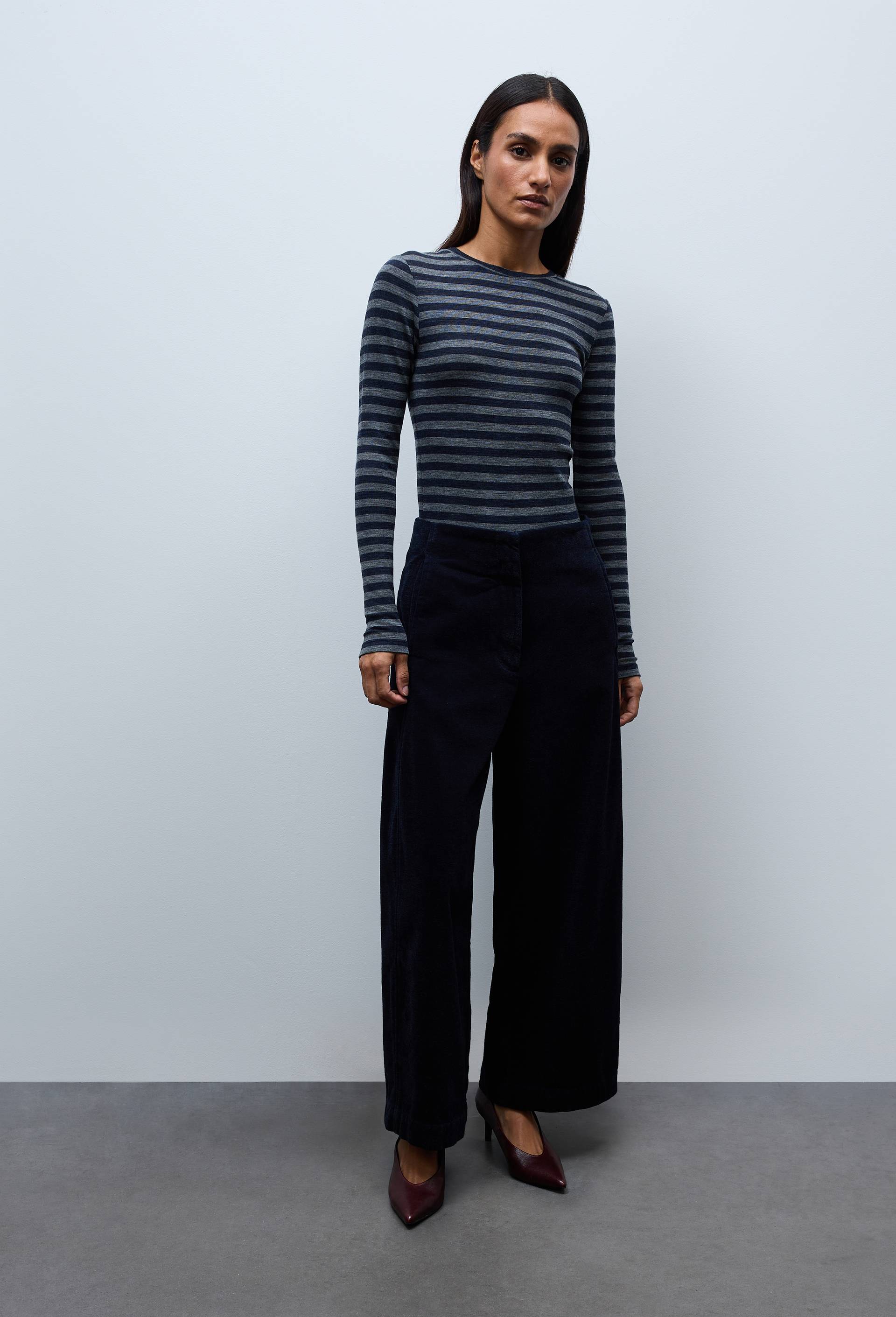 Pantalon large en chenille raccourci, Bleu fonc&eacute;, large image number 2
