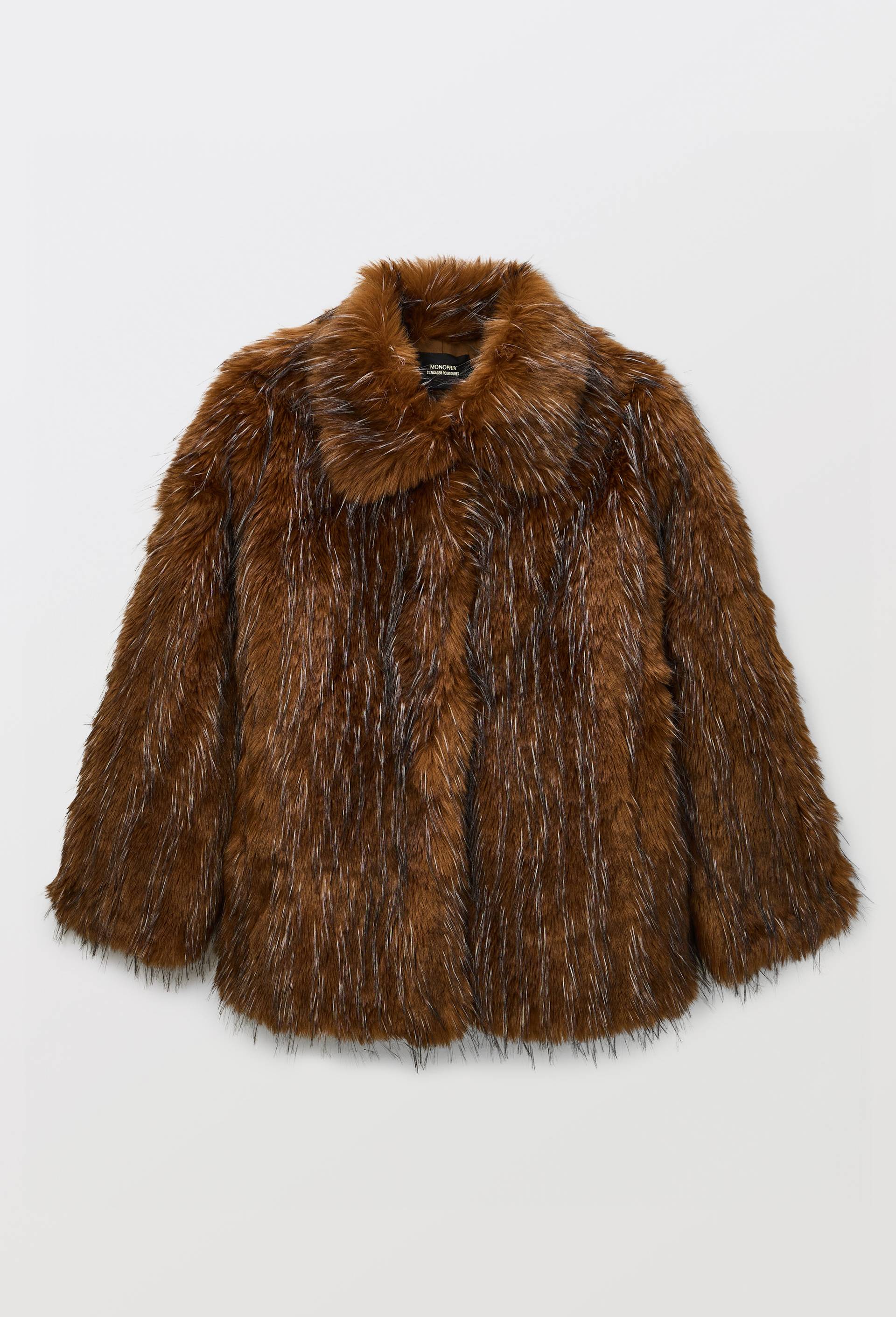 Manteau court en fausse fourrure, Brun, large image number 2