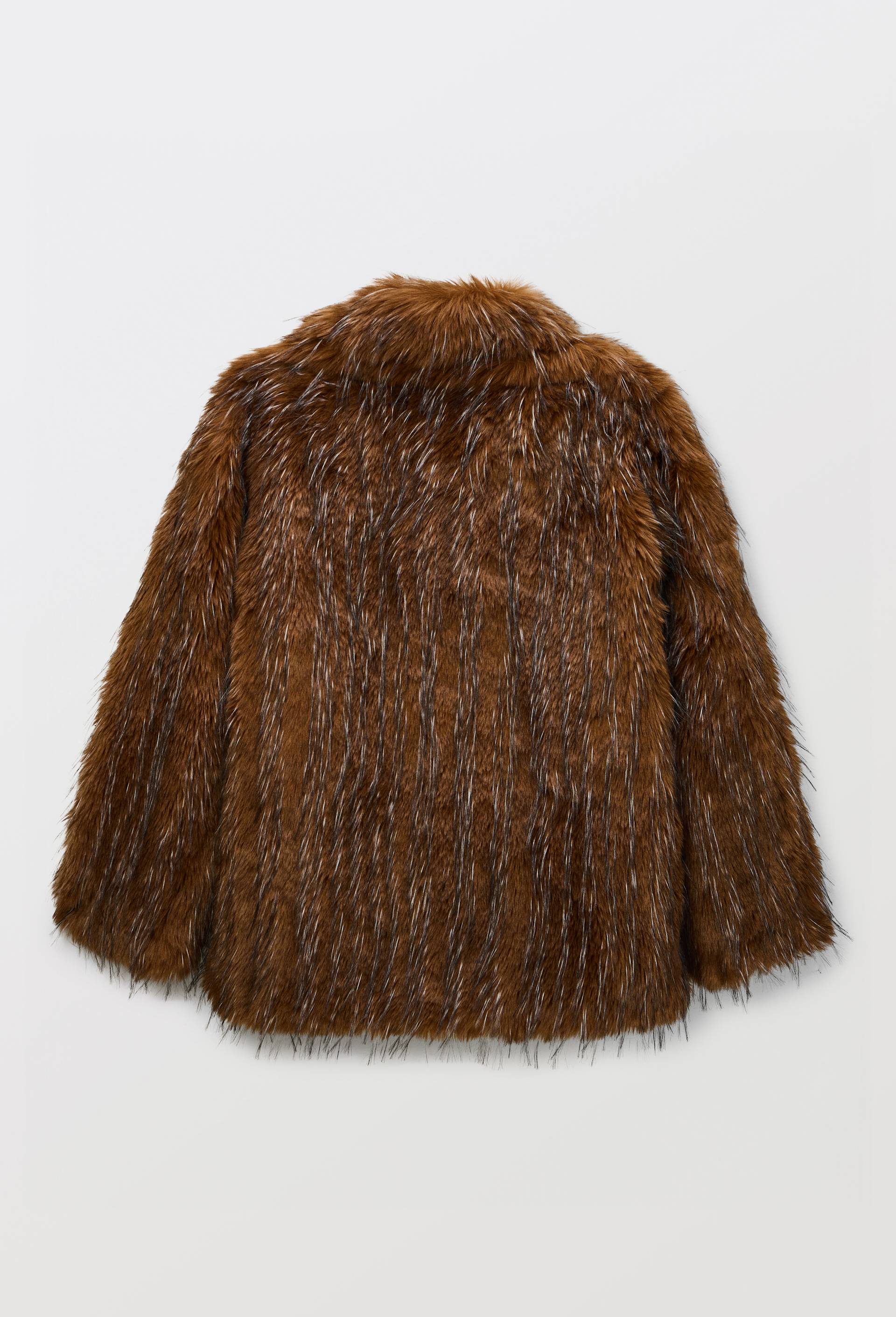 Manteau court en fausse fourrure, Brun, large image number 3