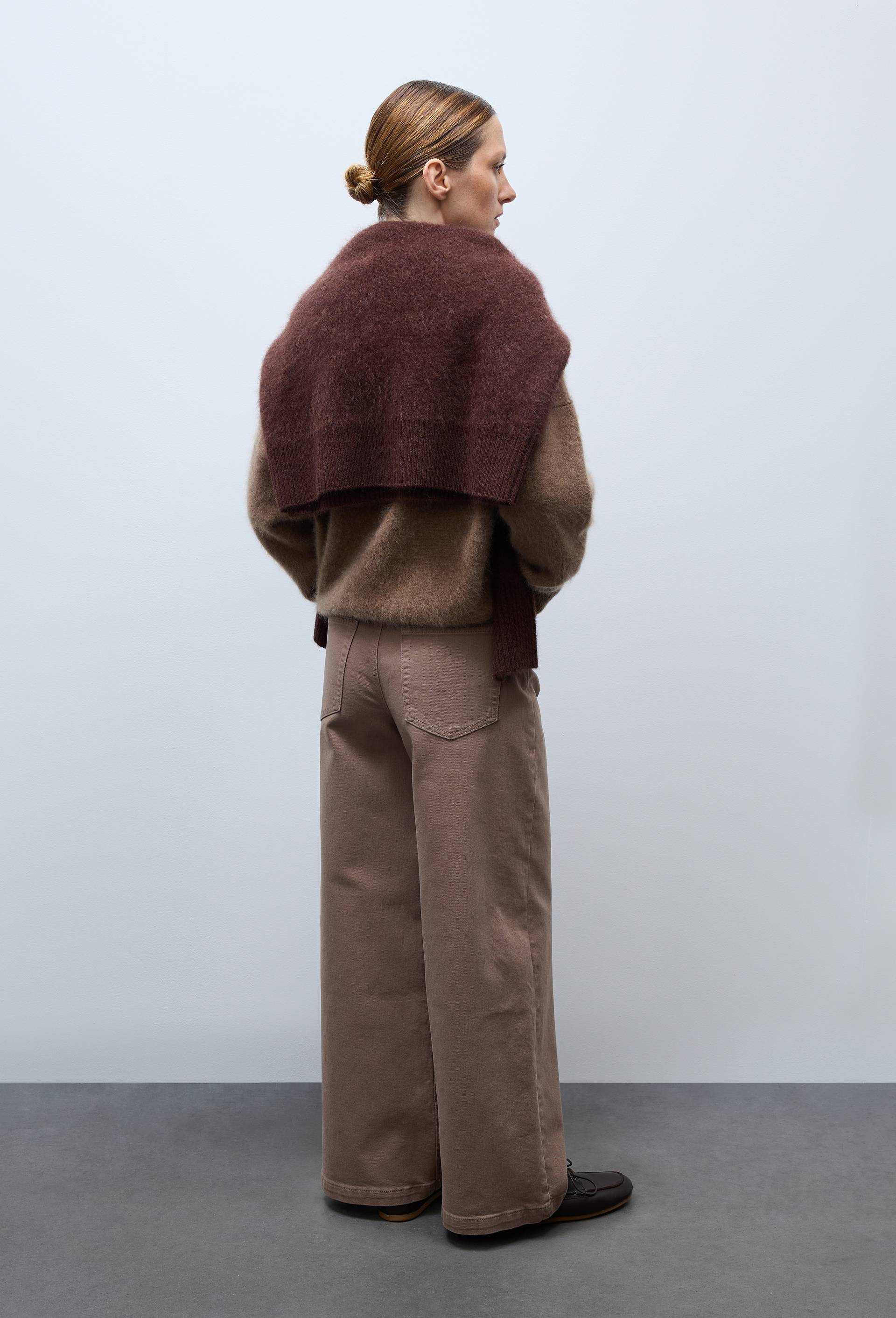 Pantalon large en coton, Brun, large image number 1.0