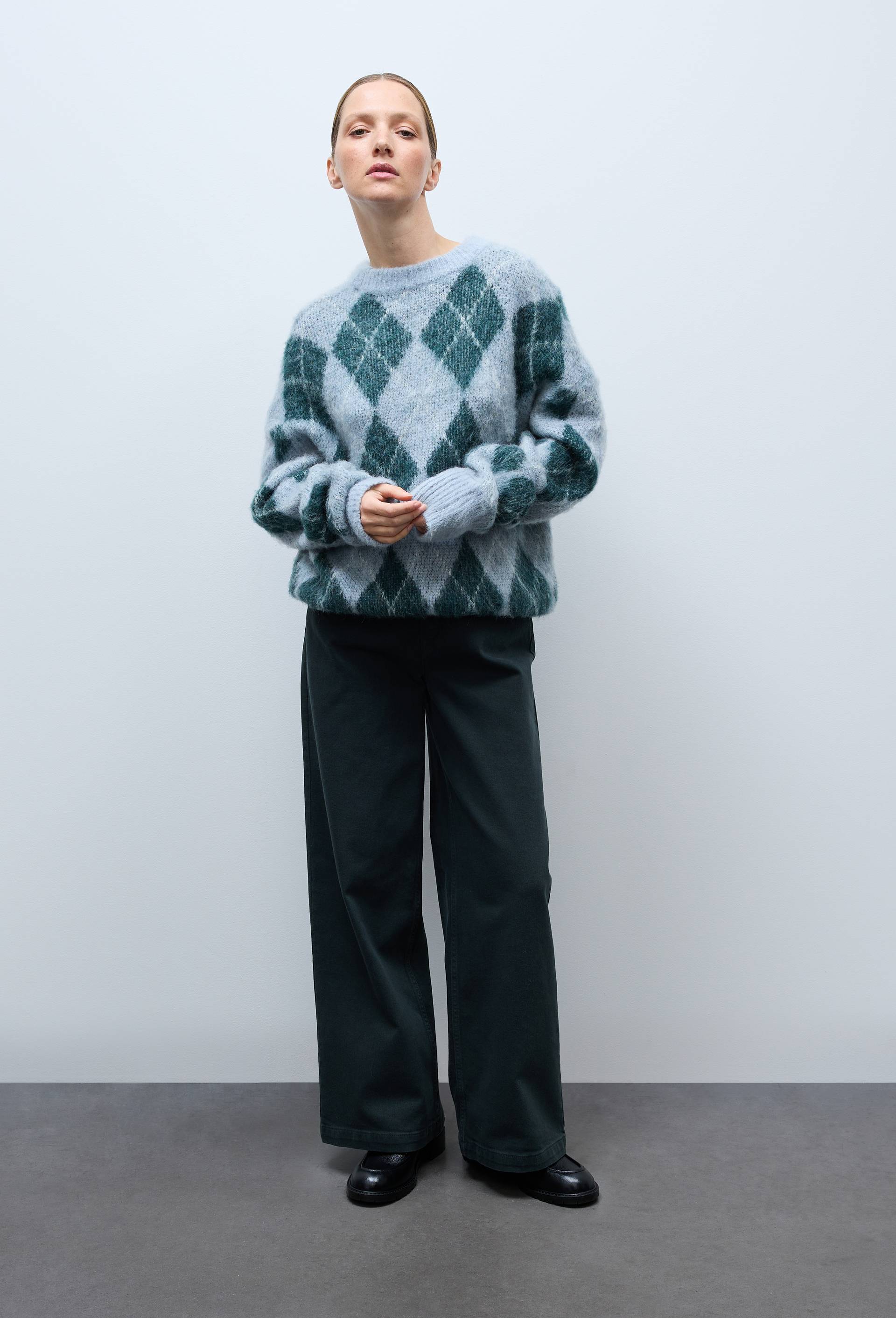 Pantalon large en coton, Vert fonc&eacute;, large image number 0