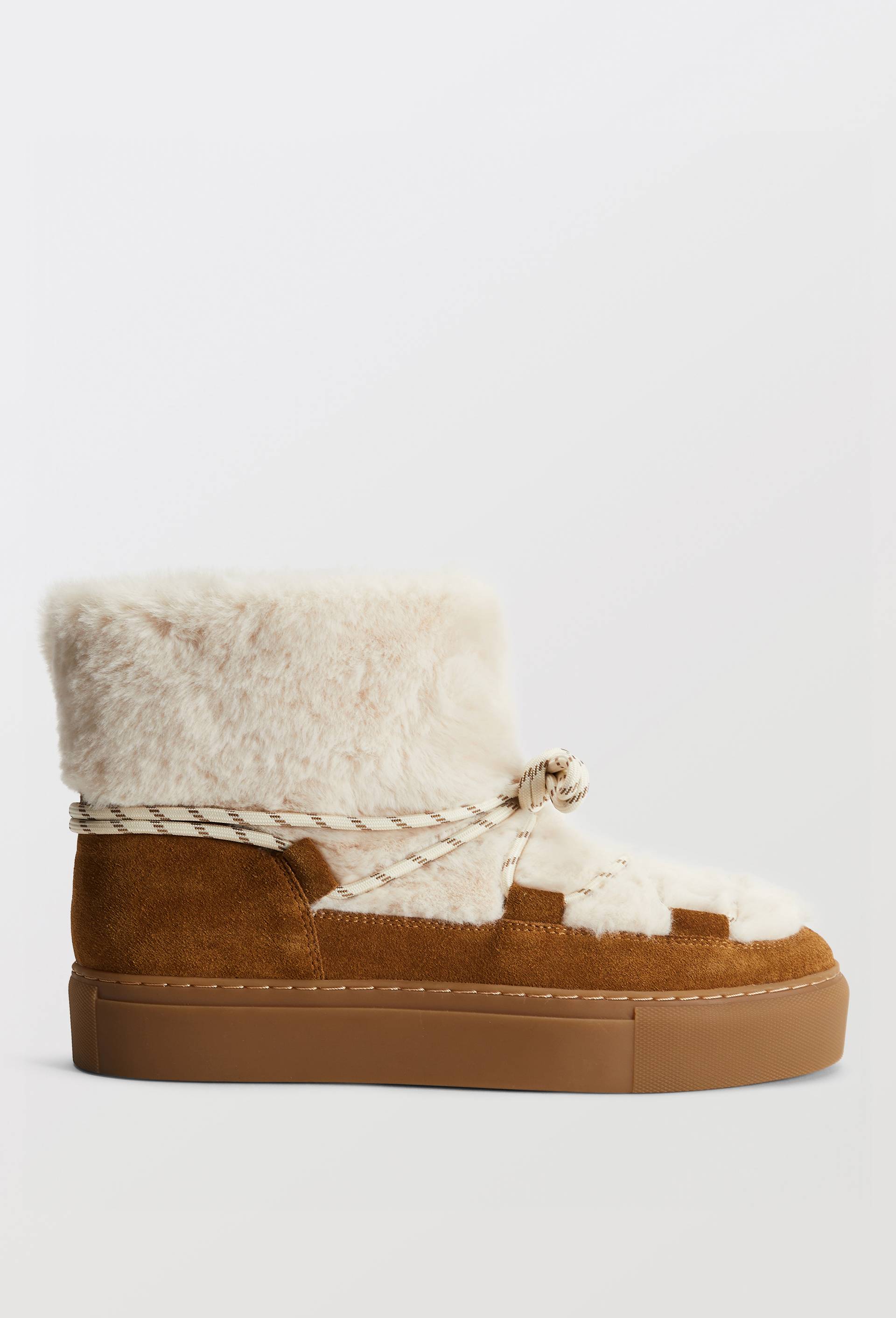 Bottines plates de ski en cuir velours, Beige clair, large image number 1