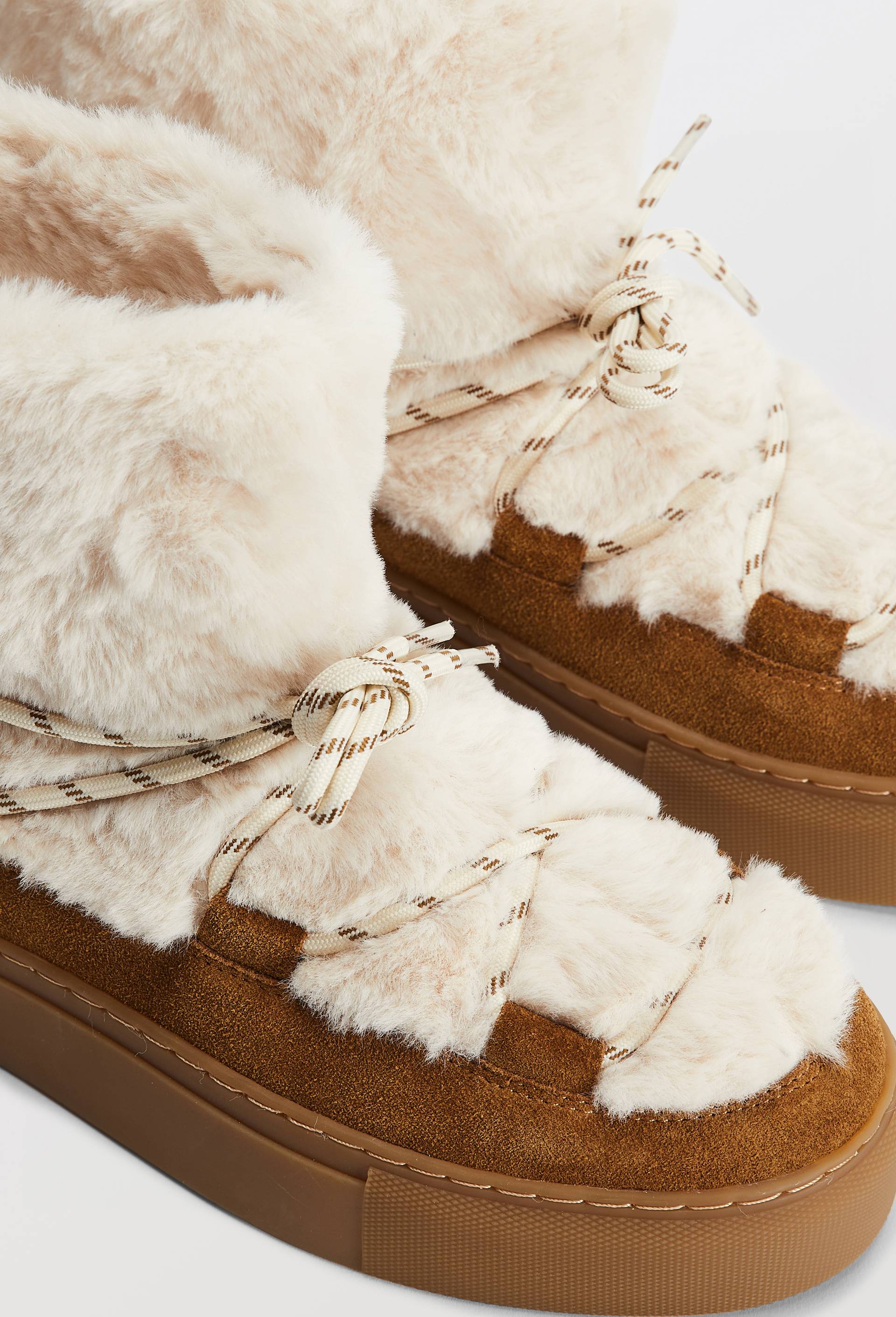 Bottines plates de ski en cuir velours, Beige clair, large image number 2